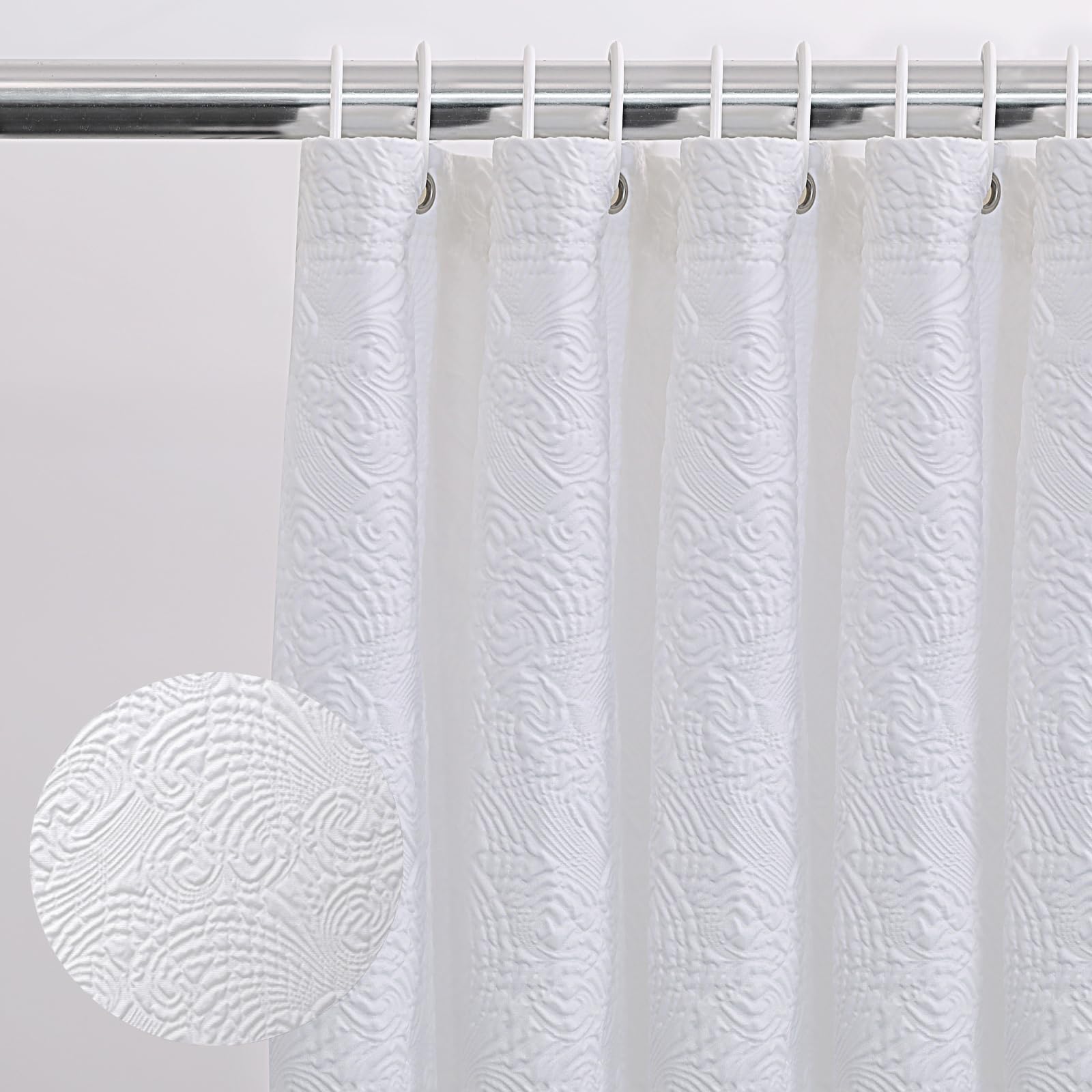 Fabric Shower Curtains for Bathroom Modern Cute, Wave Pattern 72" X 72" Long