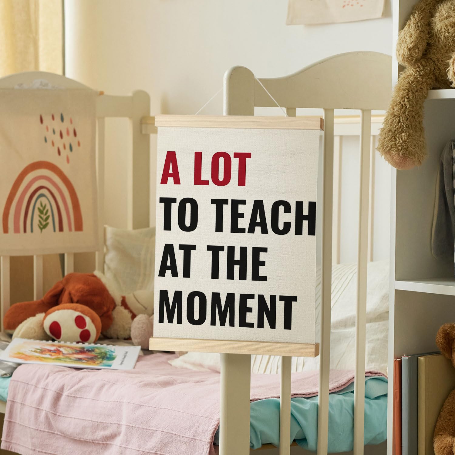 Coquette Teacher Wall Decor - Preppy Teacher Wall Art with Wooden Poster Hanger, for Office & Classroom, 12x16 Inch