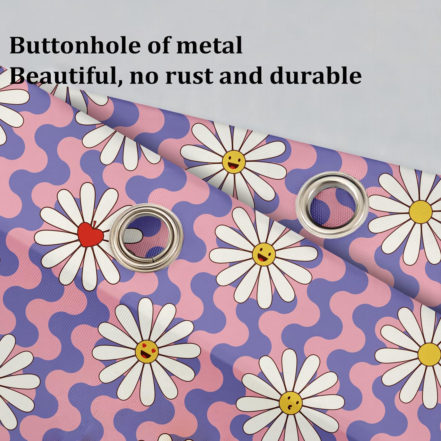 Cute Shower Curtain for Bathroom Modern Aesthetic Funky Decorative, Pretty Chic Cloth Set with Hooks, 72x72 Inch