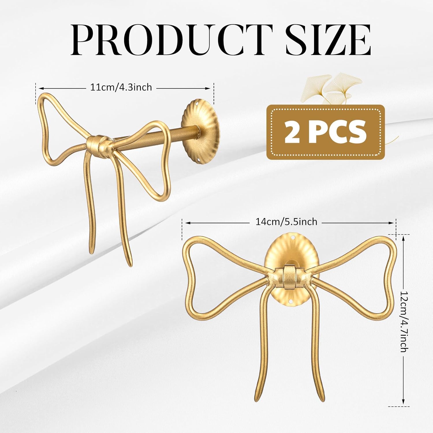 Curtain 2 Pcs Bow Holdbacks Gold Metal Curtain Tiebacks Wall Mounted Bow Wall Hooks Pull Back Hooks Decoration