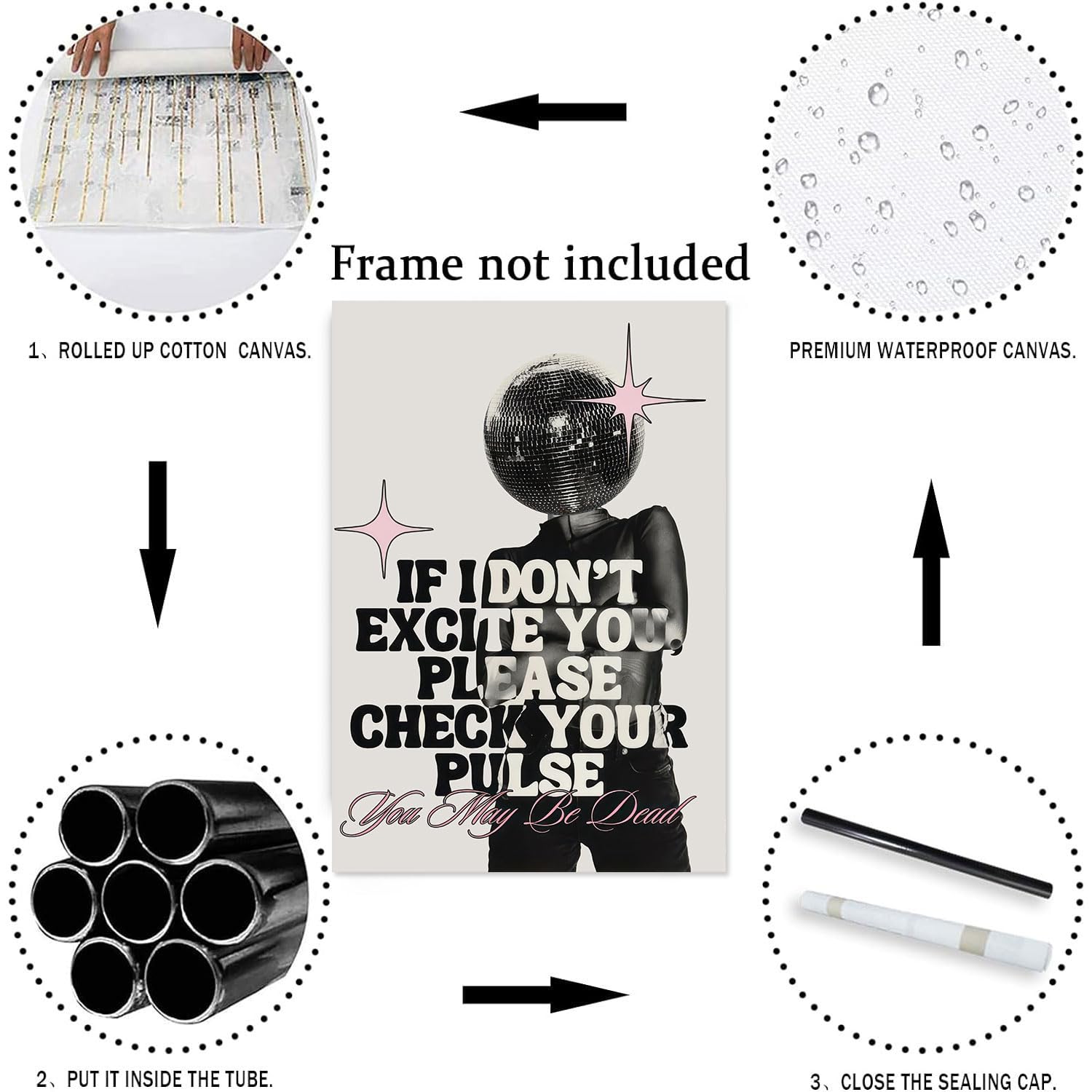 Vintage Pink Canvas Wall Art Set of 3 Funky Hot Girl Pictures Wall Decor