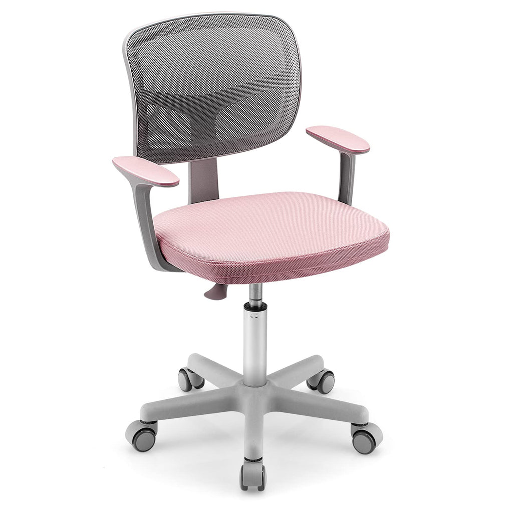 Swivel Adjustable Mesh Study Chair with Wheels & Arms, Ergonomic Computer Task Chair with Lumbar Support