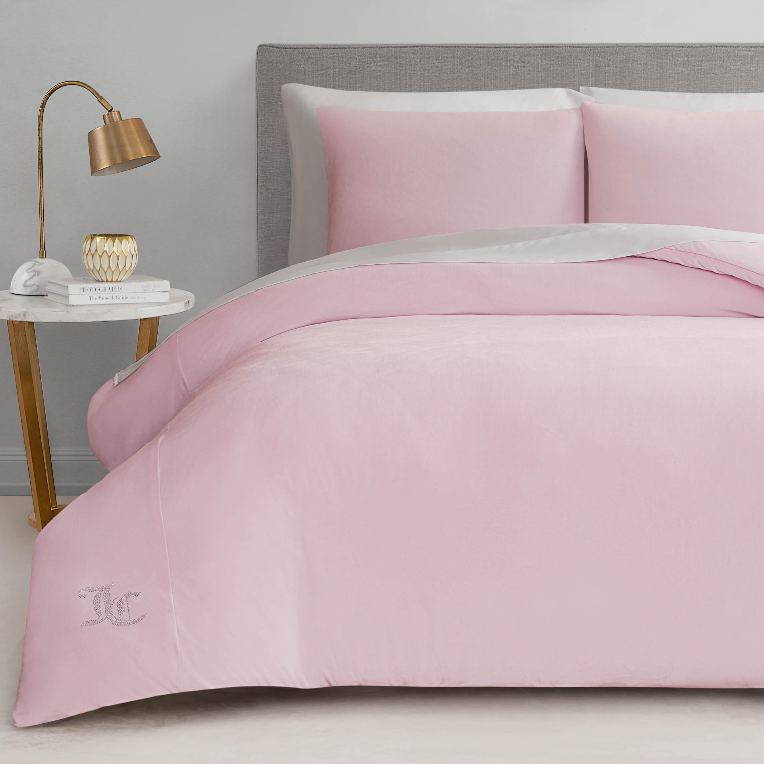 Juicy Couture Solid Velour 3-Piece King Comforter Set â€?Luxurious Bedding Ensemble
