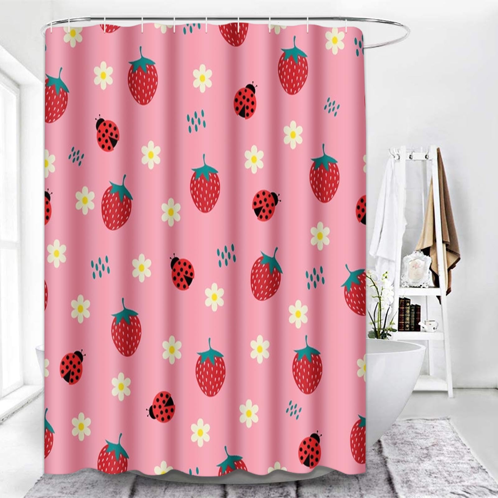 Vintage 4 Pcs Bathroom Sets with Shower Curtain and Rugs, Shower Curtain Sets for Bathroom Decor with 12 Hooks