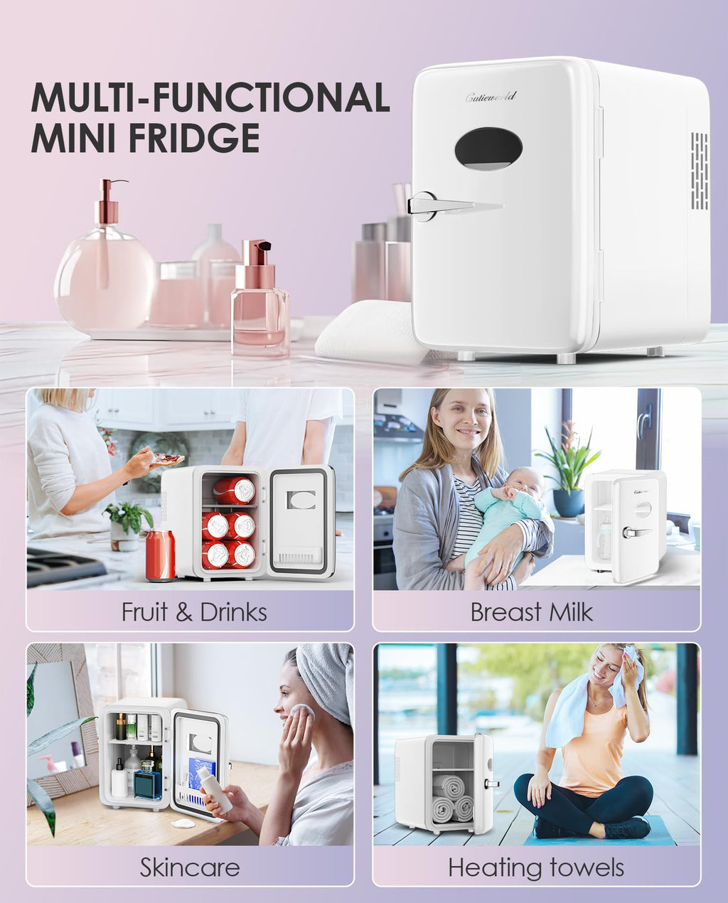 Skincare Fridge - Makeup Fridge for Refrigerating Skincare and Food, Mini Fridge Cooler and Warmer