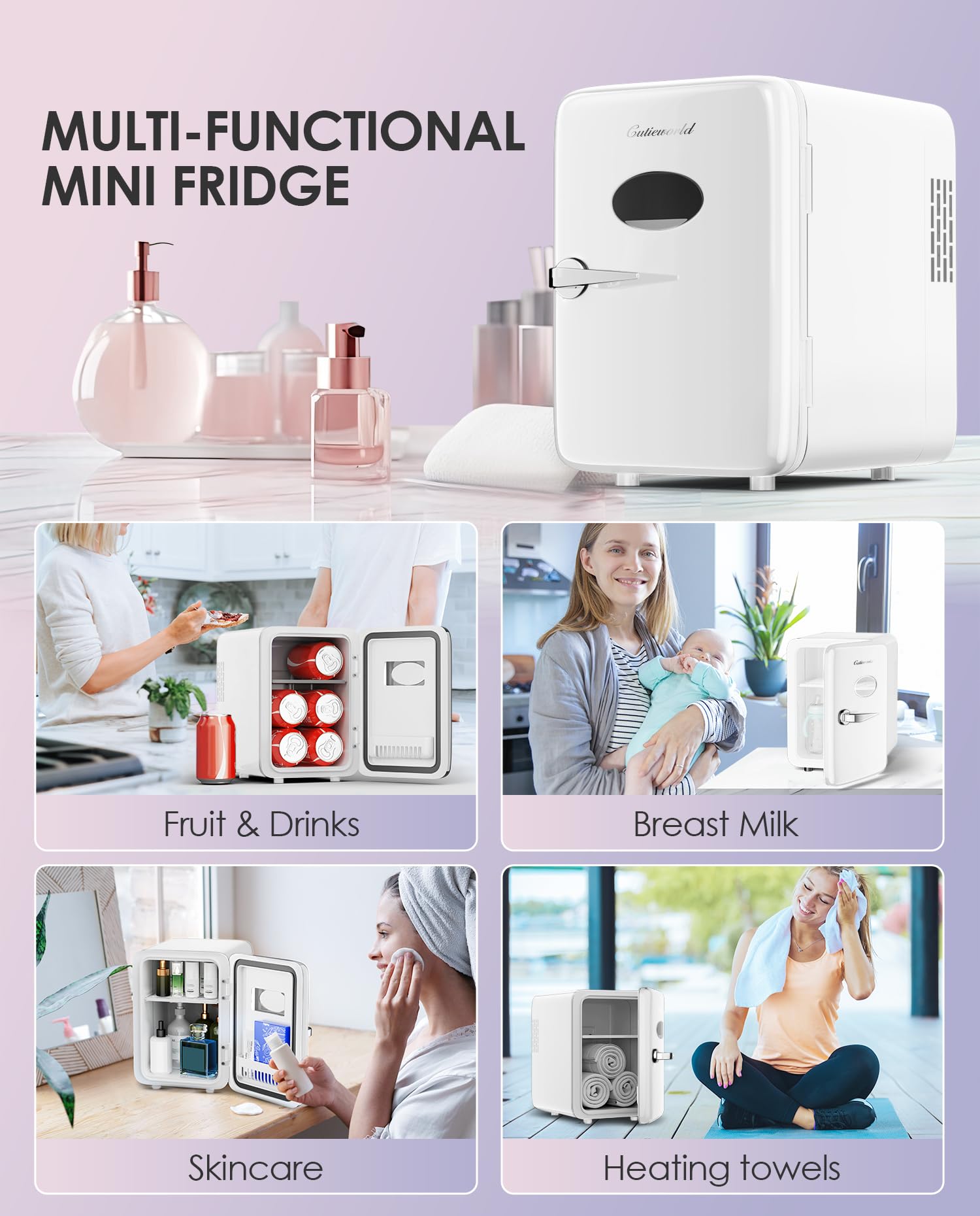 Skincare Fridge - Makeup Fridge for Refrigerating Skincare and Food, Mini Fridge Cooler and Warmer