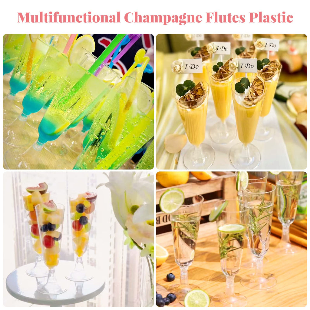 Champagne Flutes Plastic 100 Pack Disposable Mimosa Glasses