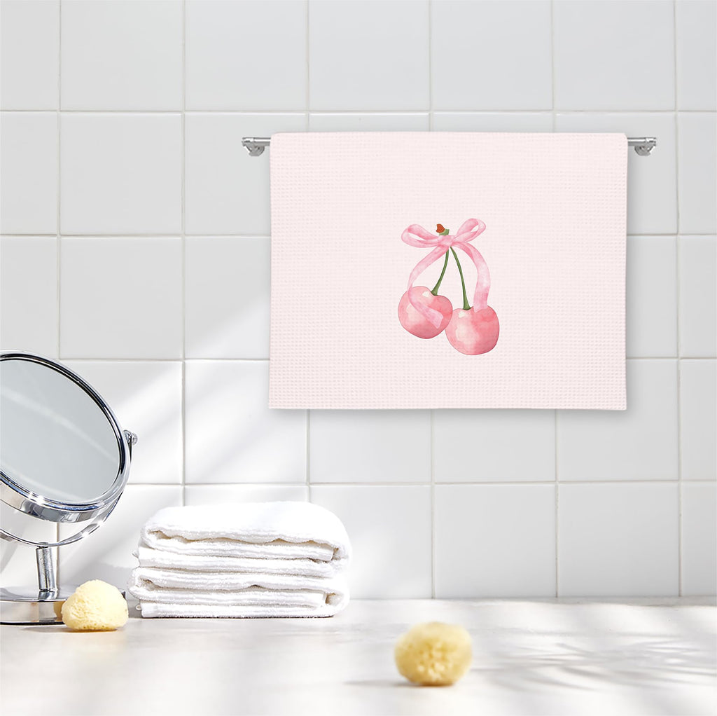 Girly Pink Bow Coquette Preppy Towel, 16x24 Inch