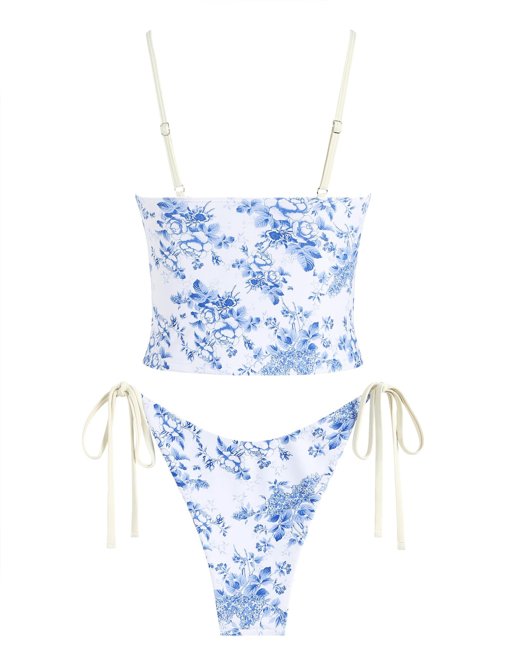 Tankini Swimsuits for Women Tie Front Tummy Control Spliced Ruffles Bikini Sets Two Piece Bathing Suits