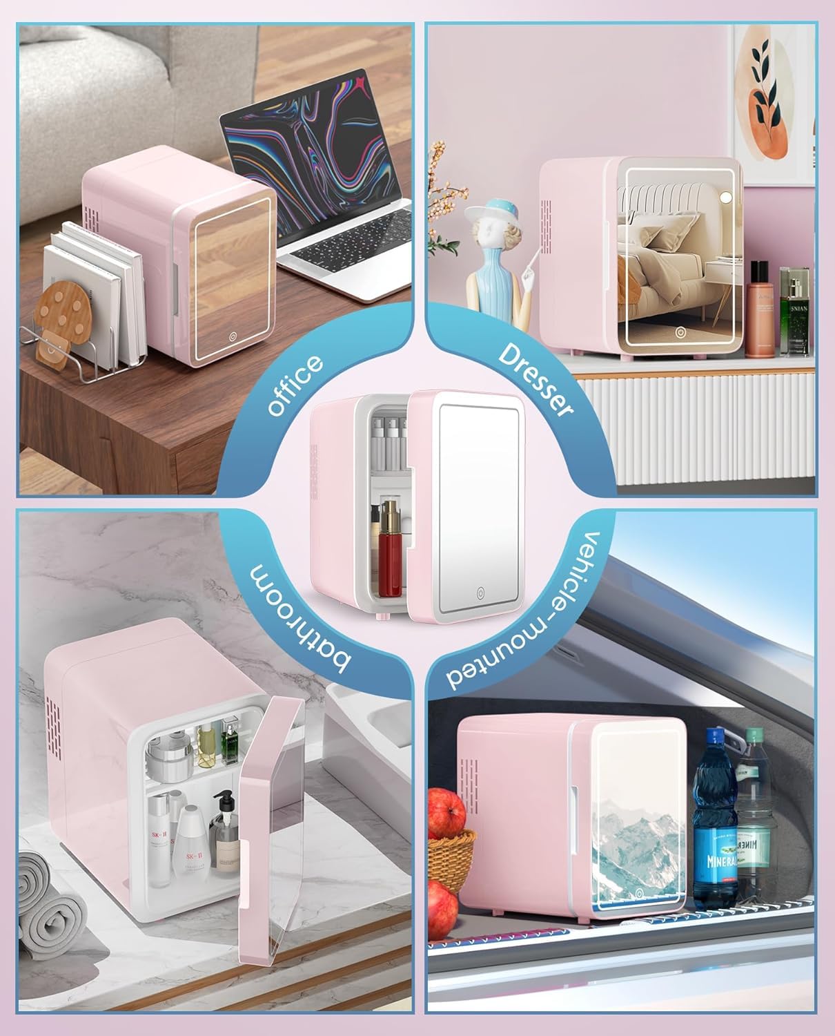 Skincare Fridge - Makeup Fridge for Refrigerating Skincare and Food, Mini Fridge Cooler and Warmer