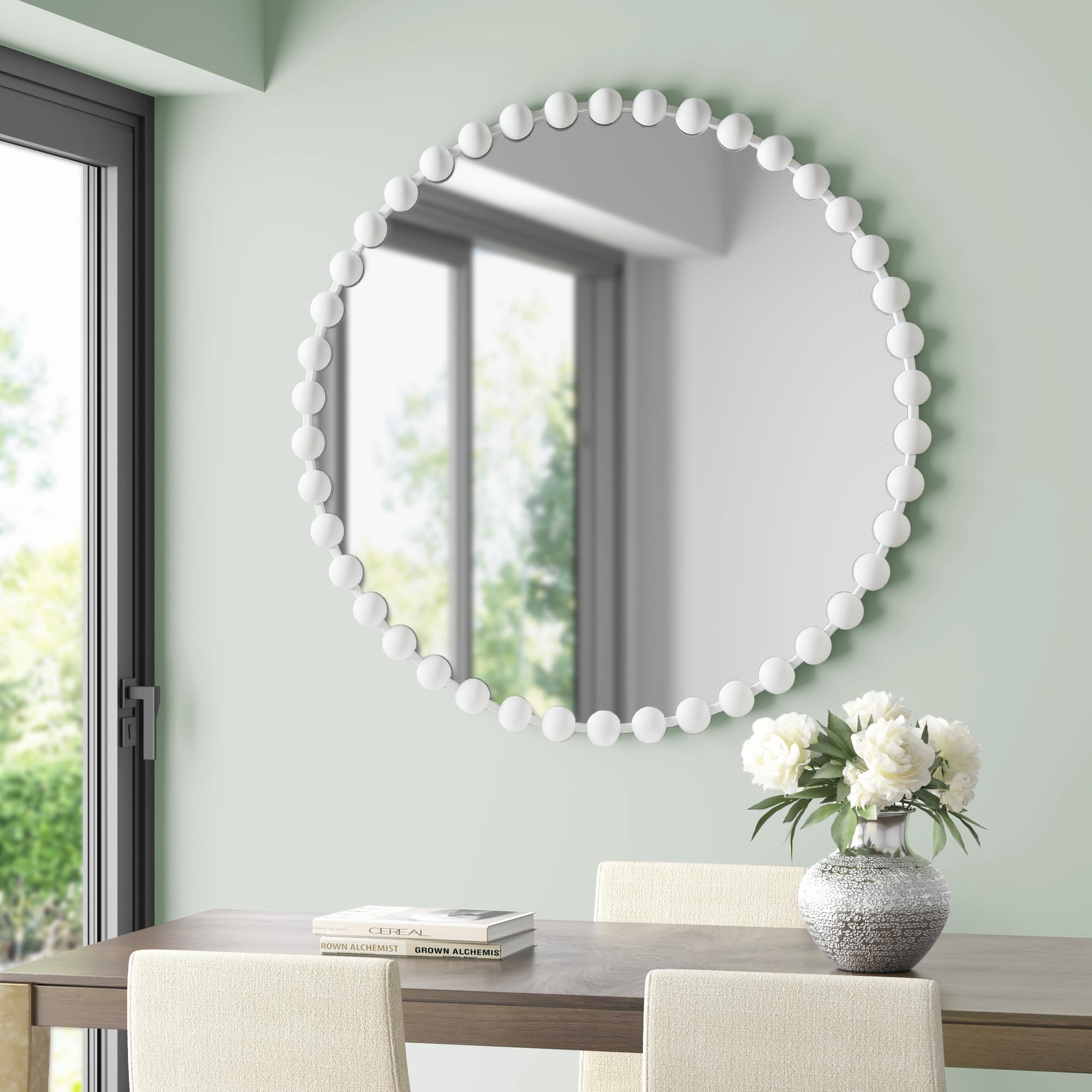 Metal Spherical Frame Round Mirror 36" Diameter