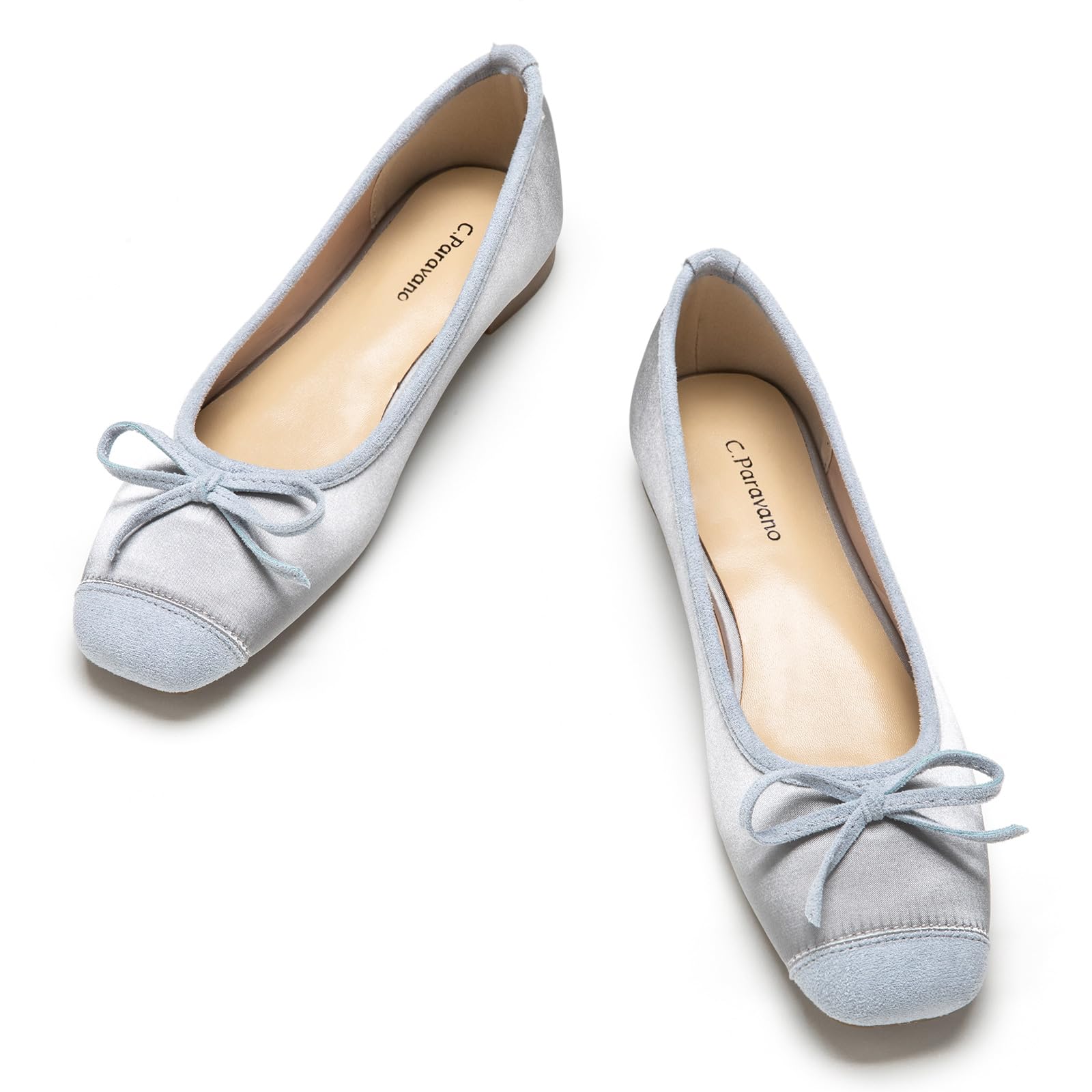 Women's Flats with Bowknot Casual Slip On Dress Shoes | Comfortable Square Toe Shoes