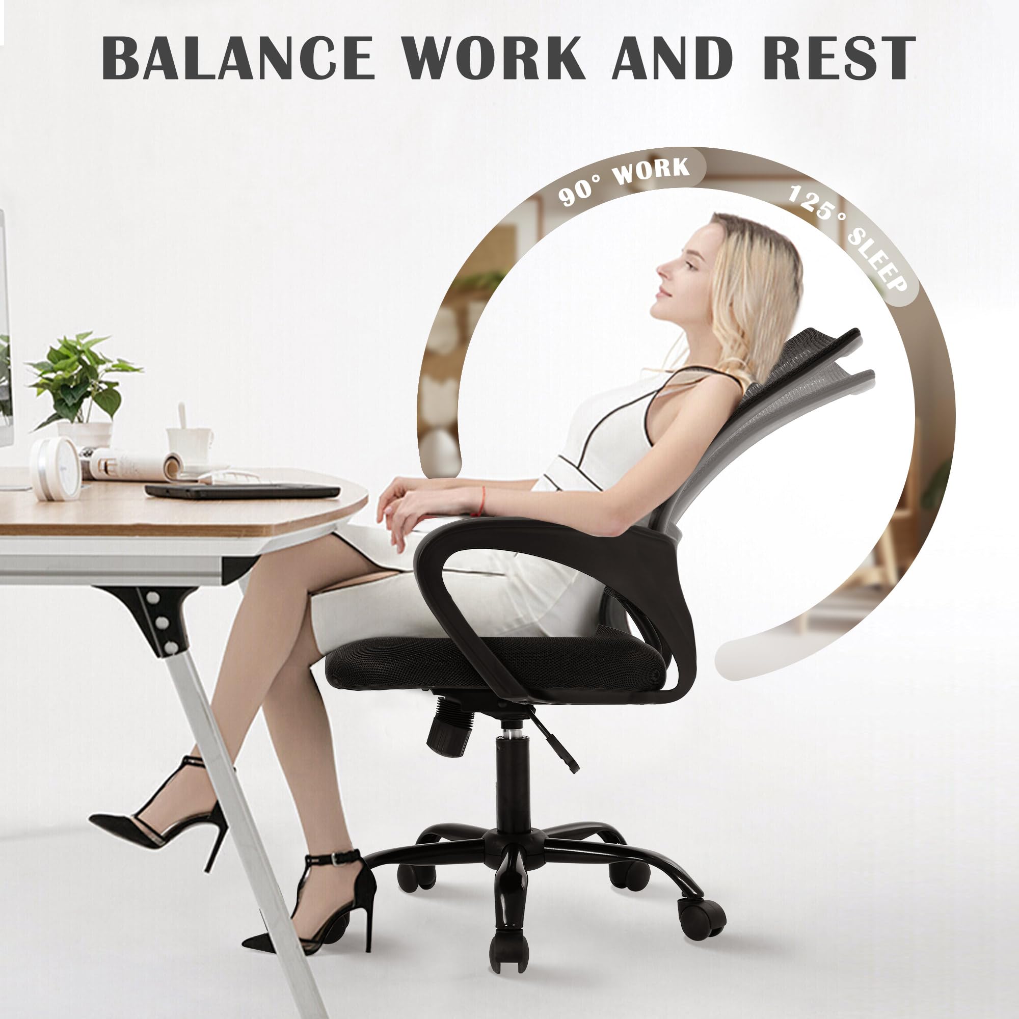 Comfortable Adjustable Mesh Office Chair with Lumbar Support