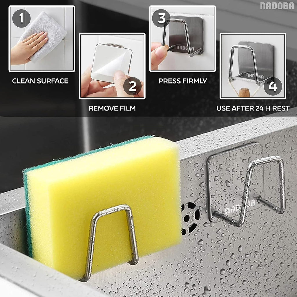 Stainless Steel Sponge Holder for Kitchen Sink â€?Compact & Durable, Easy to Install, Keeps Sponge Dry, Saves Storage Space
