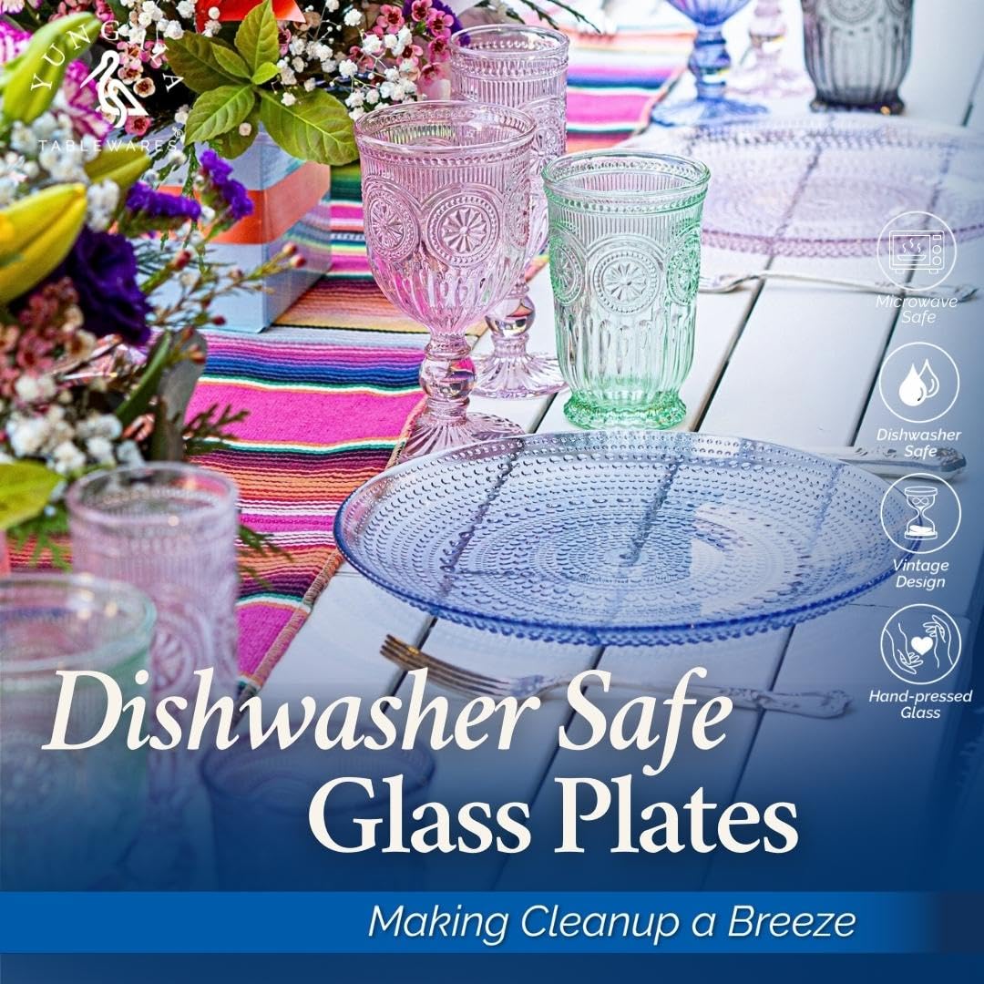 Vintage Glass Plates Set of 4 Plates 10.5in