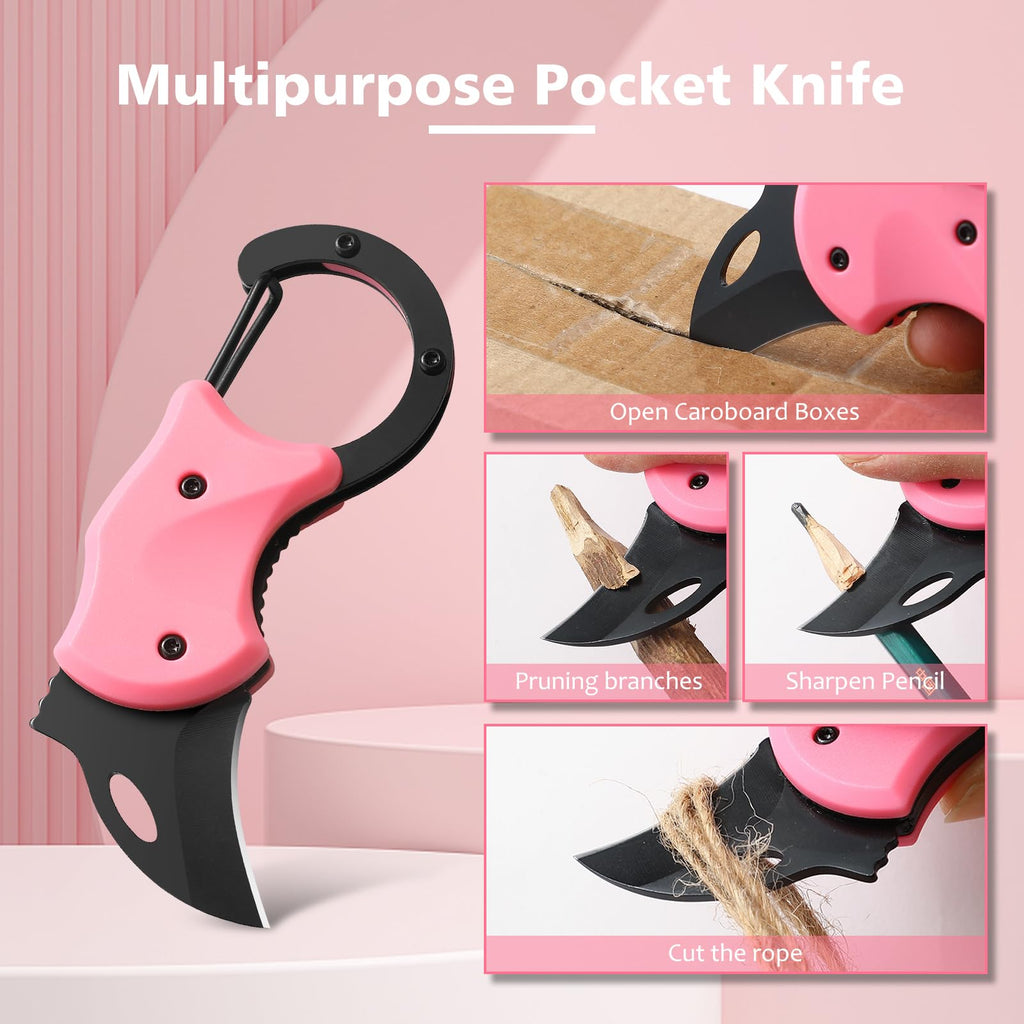 Folding Pocket Utility Knife,1.34''Blade Small EDC Knife,Pink Pocket Knife