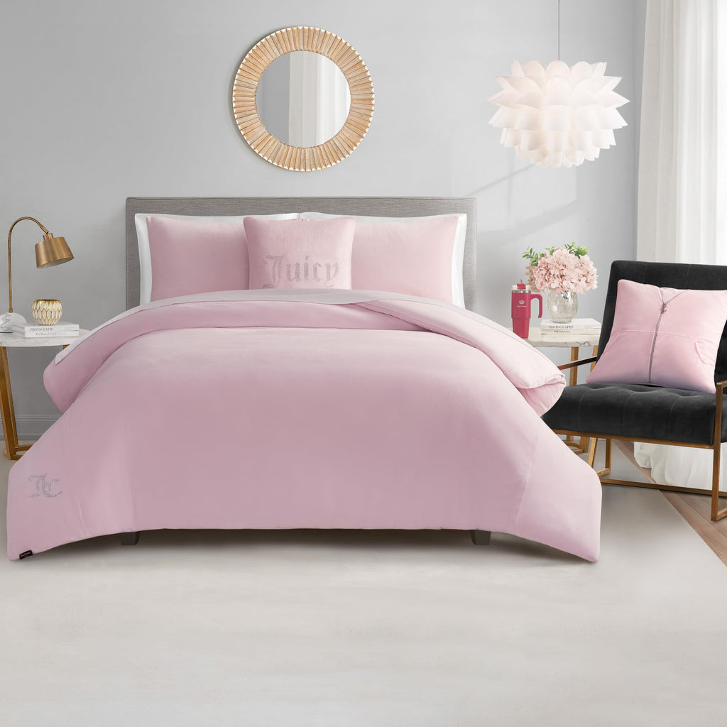 Juicy Couture Solid Velour 3-Piece King Comforter Set â€?Luxurious Bedding Ensemble