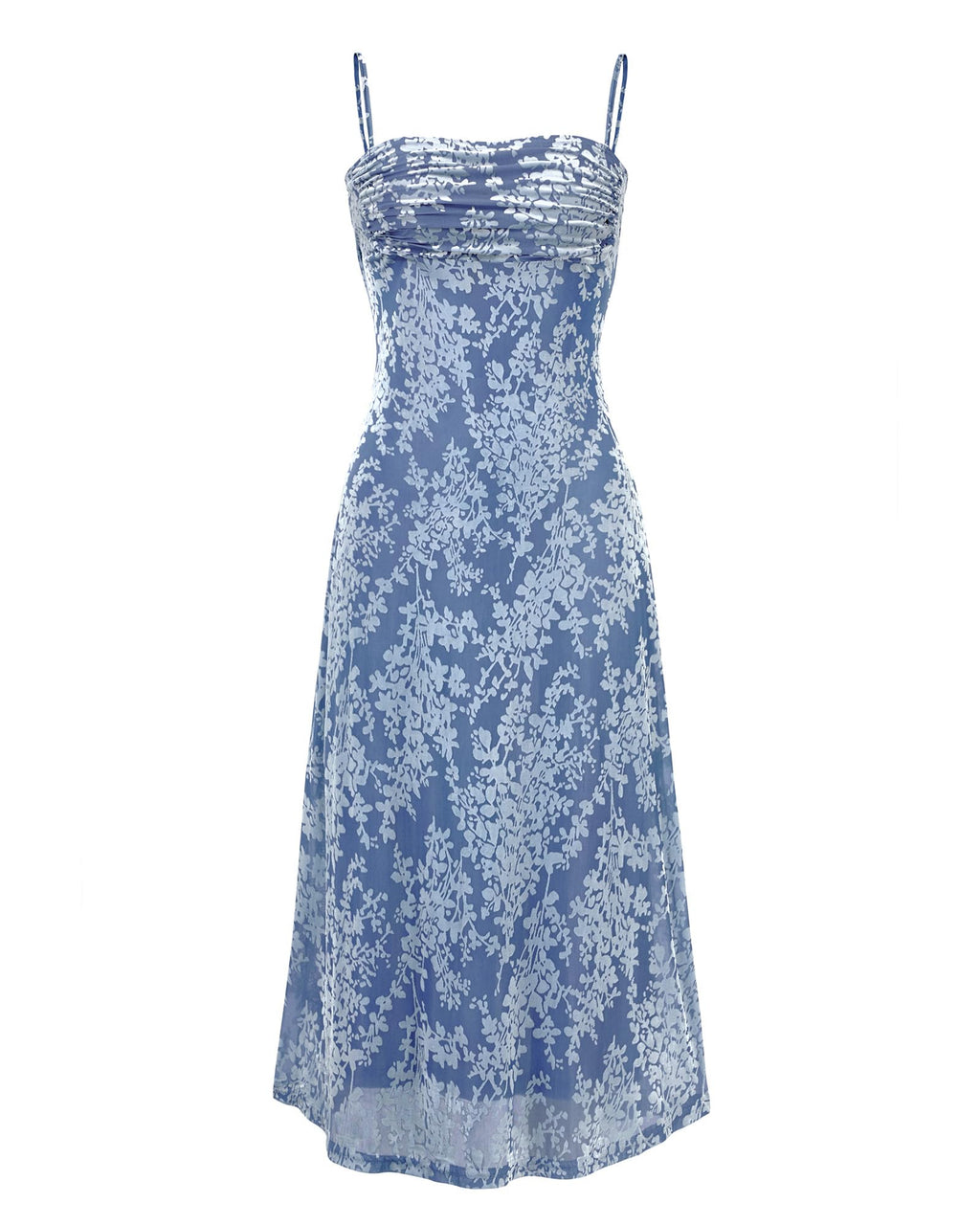 Women's Sleeveless Spaghetti Strap Midi Sexy Cowl Neck Floral Dress