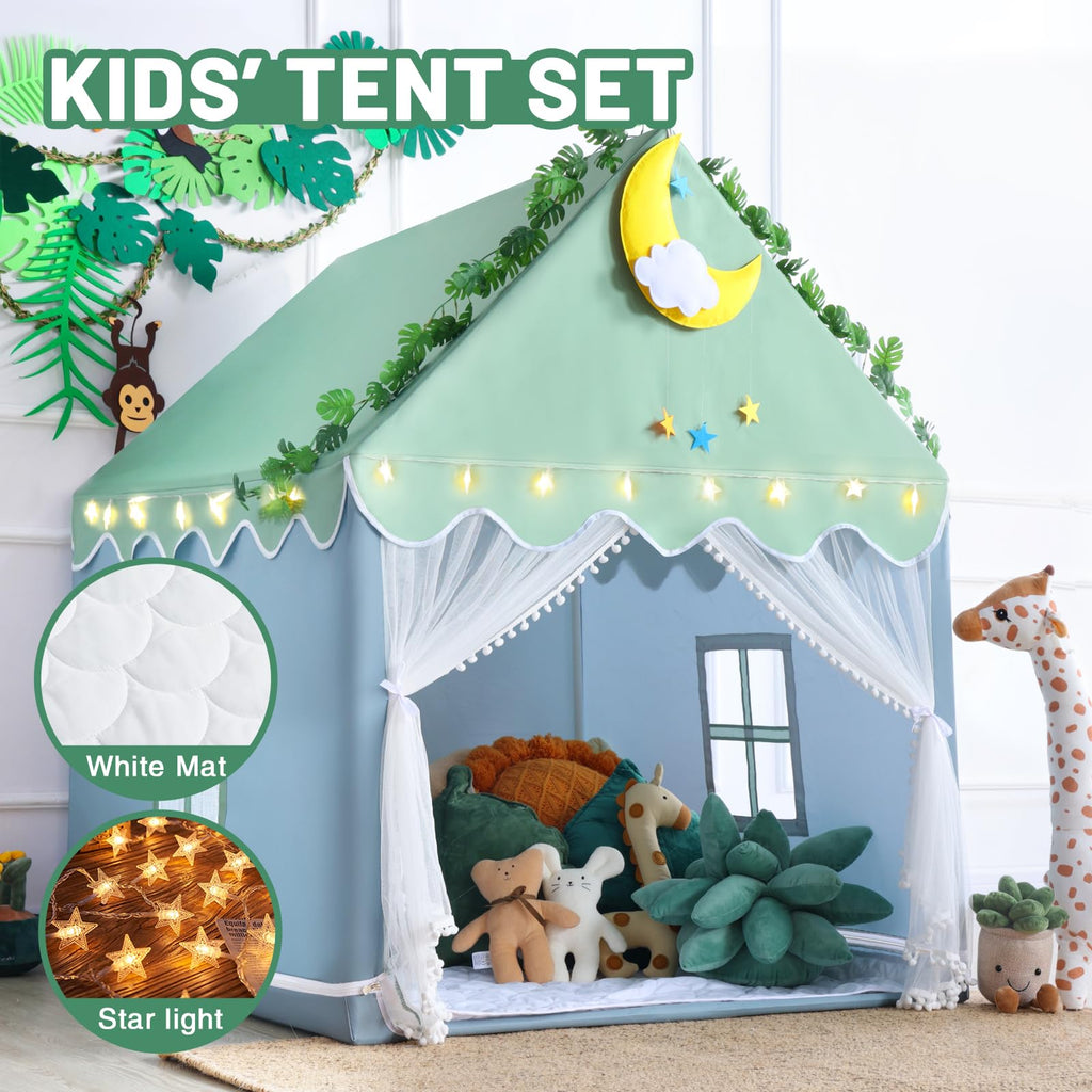 Kid Tent with Mat, Star Lights - Kids Play Tents for Toddlers Kids Tents Indoor Playhouse - Princess Tent for Girls Toy House