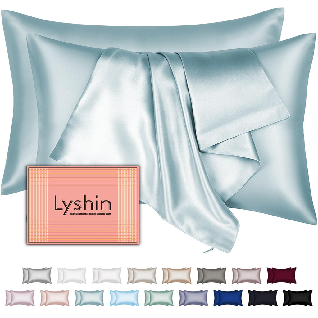 Silk Pillow Cases with Hidden Zipper, Ultra Smooth and Soft Breathable Cooling Silk Satin Pillowcase