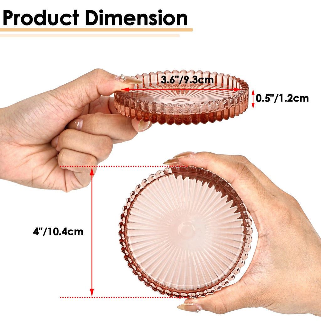 Modern Clear Coaster Set of 8- Glass Coasters for Drinks Crystal Coasters Round Cup Coasters