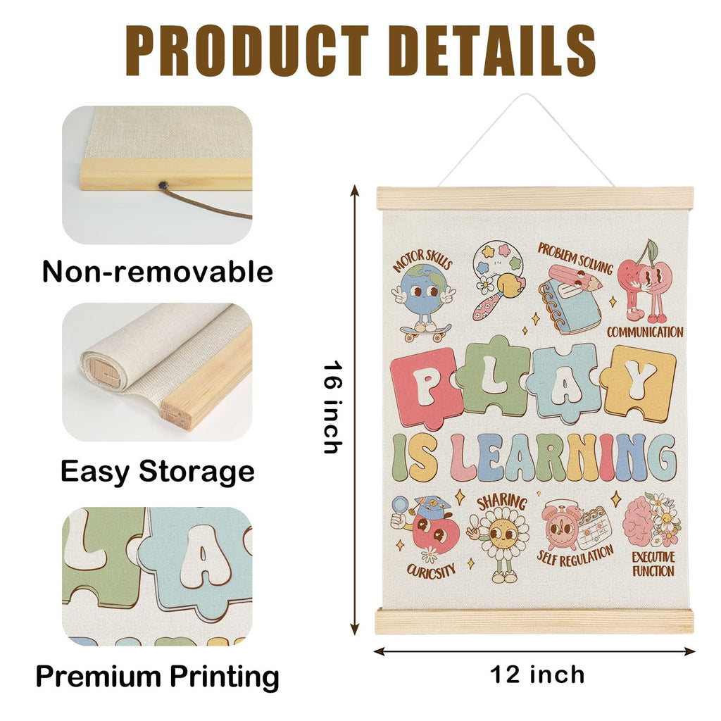 Coquette Teacher Wall Decor - Preppy Teacher Wall Art with Wooden Poster Hanger, for Office & Classroom, 12x16 Inch