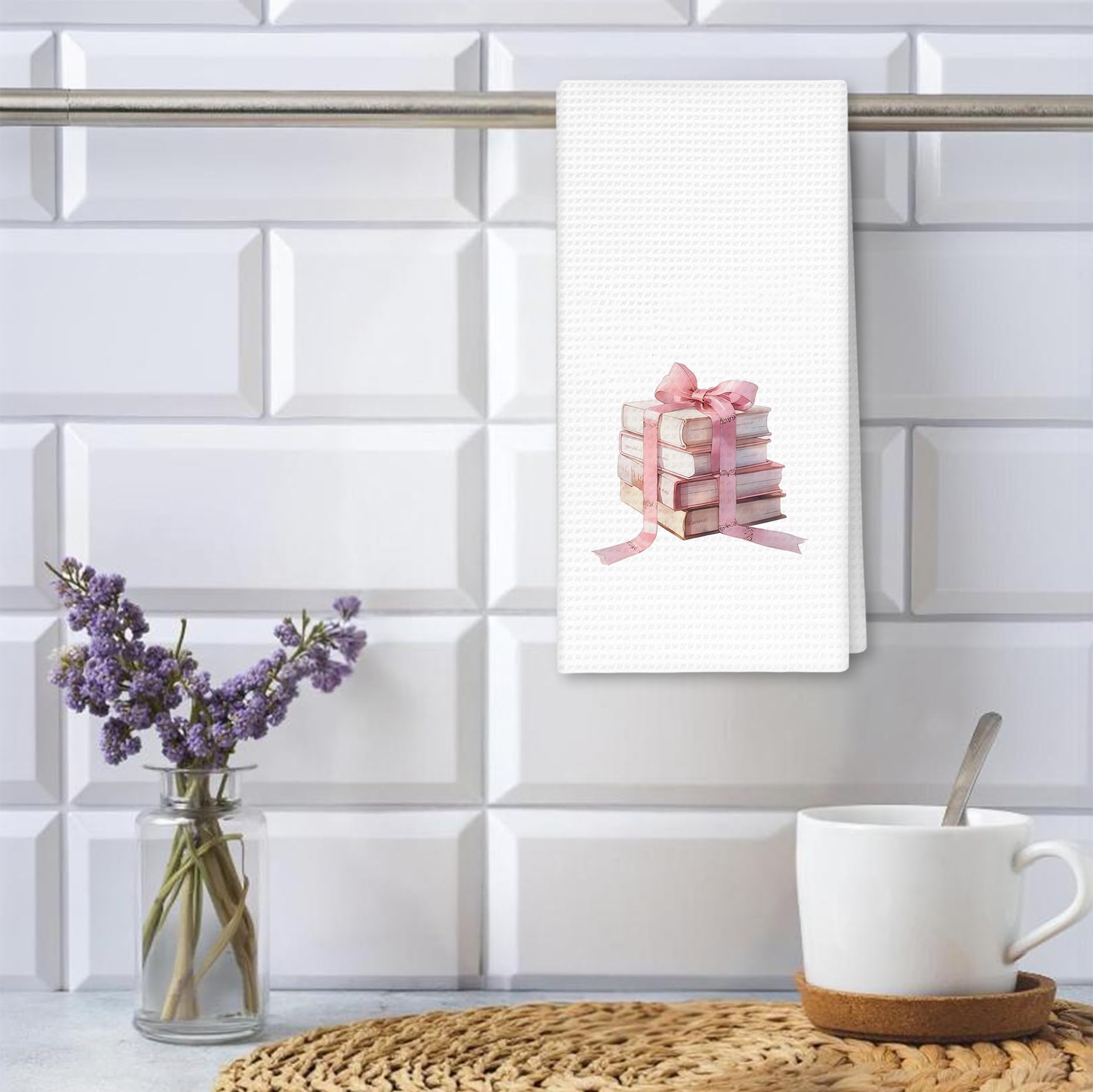 Girly Pink Bow Coquette Preppy Towel, 16x24 Inch