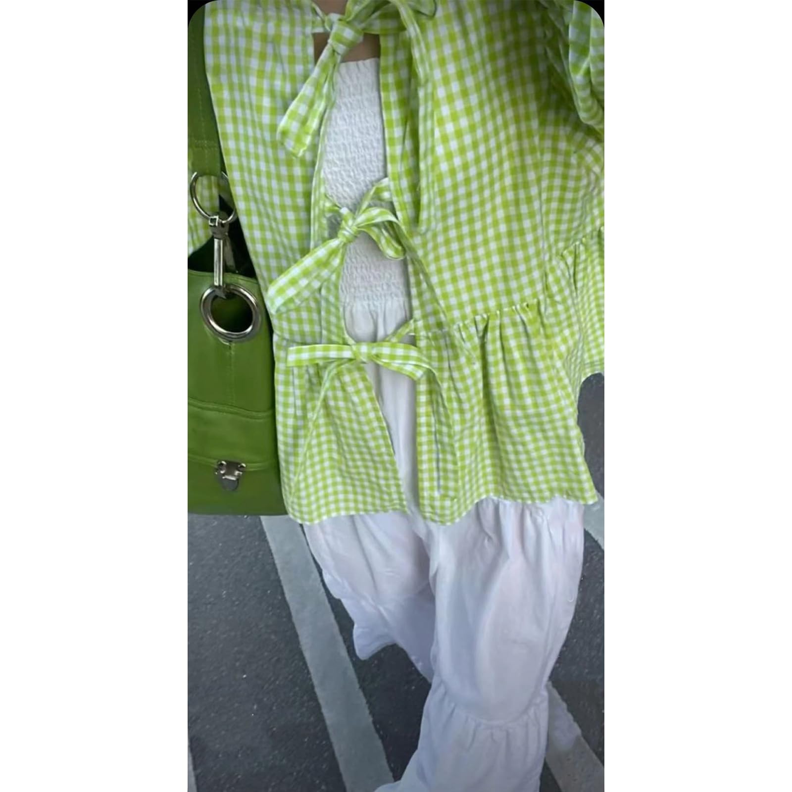 Tie Front Tops Womens Y2k Print Peplum Babydoll Top 3/4 Length Puff Sleeve Coquette Cute Going Out Tops