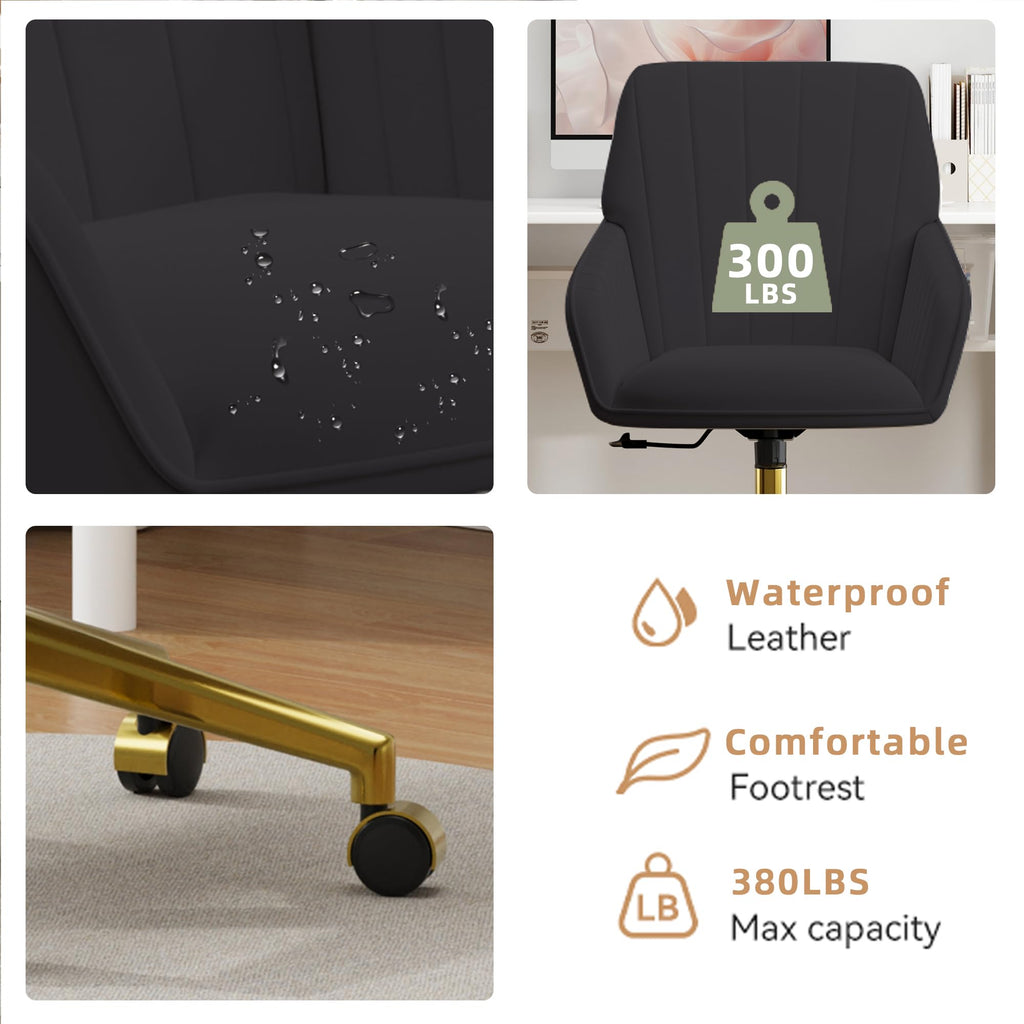 Velvet Modern Cute Chair with Back, Height Adjustable Upholstered Vanity Chair with Swivel Wheels