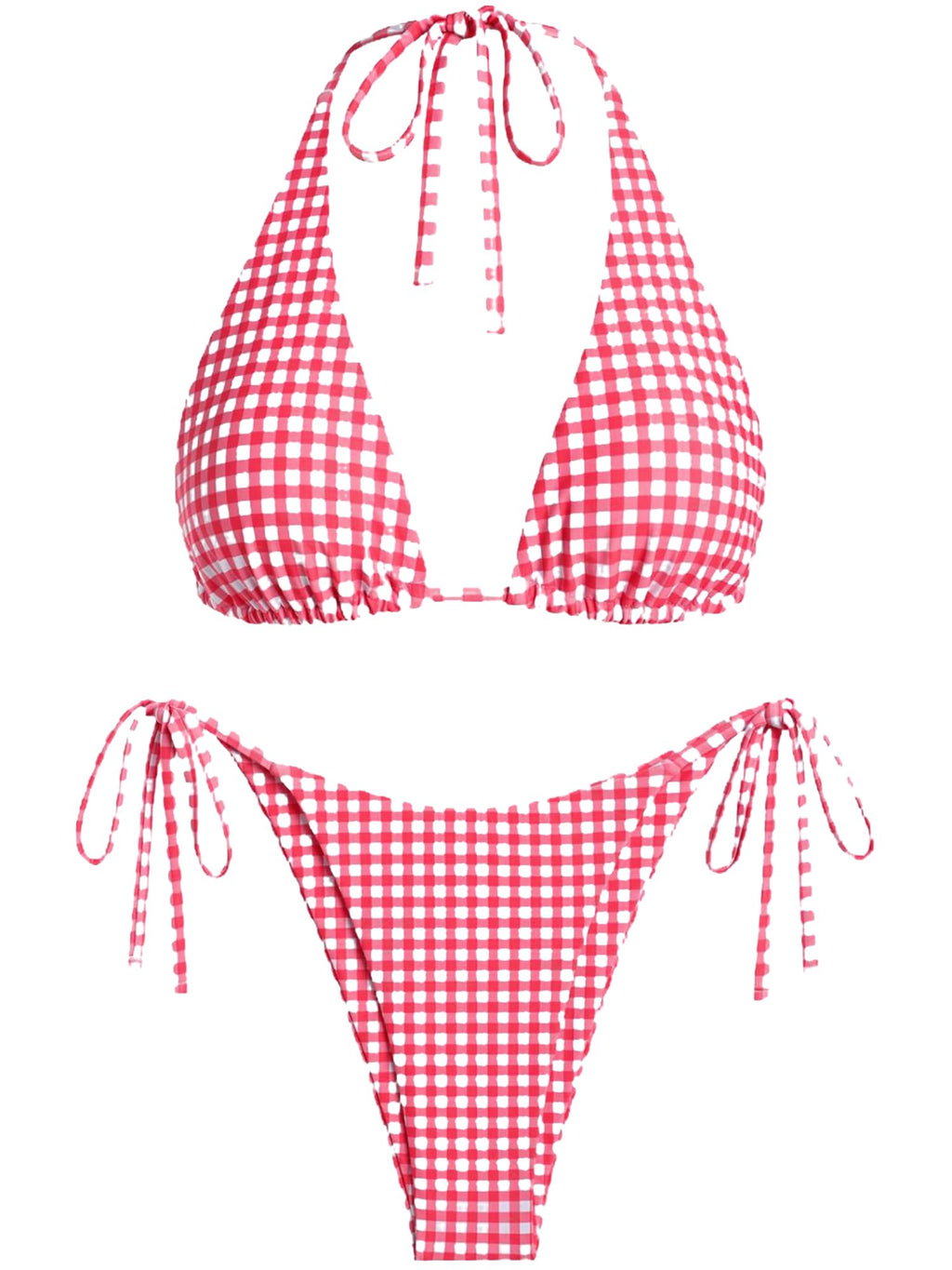 Women's Multiway Triangle Bikini â€?Fishnet Tie-Side Bandeau & Halter Swimsuit Set