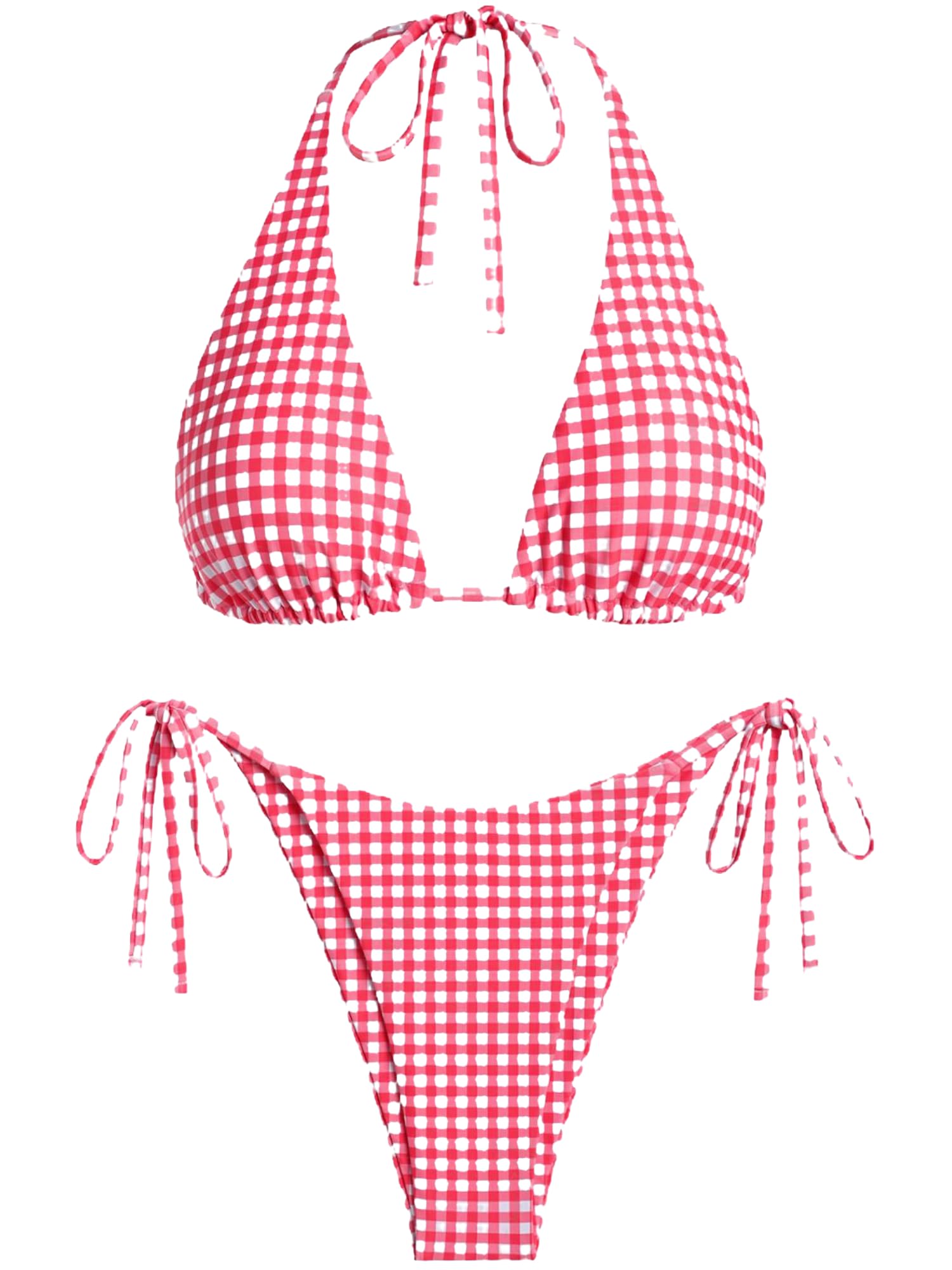 Women's Multiway Triangle Bikini â€?Fishnet Tie-Side Bandeau & Halter Swimsuit Set