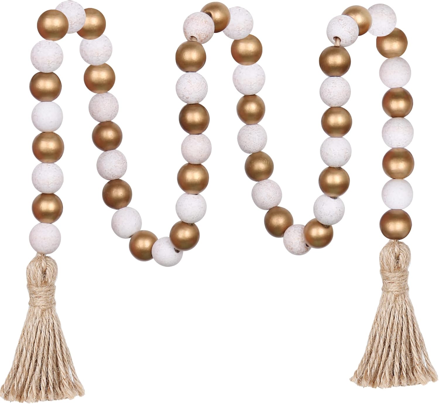 Wood Bead Garland,39in Farmhouse Beads with Tassels Boho Beads for Tiered Tray Decorative Beads Home Decor