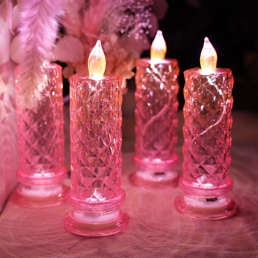 Shadow LED Flameless Candles - 4PCS Romantic Battery Operated Pillar Candles