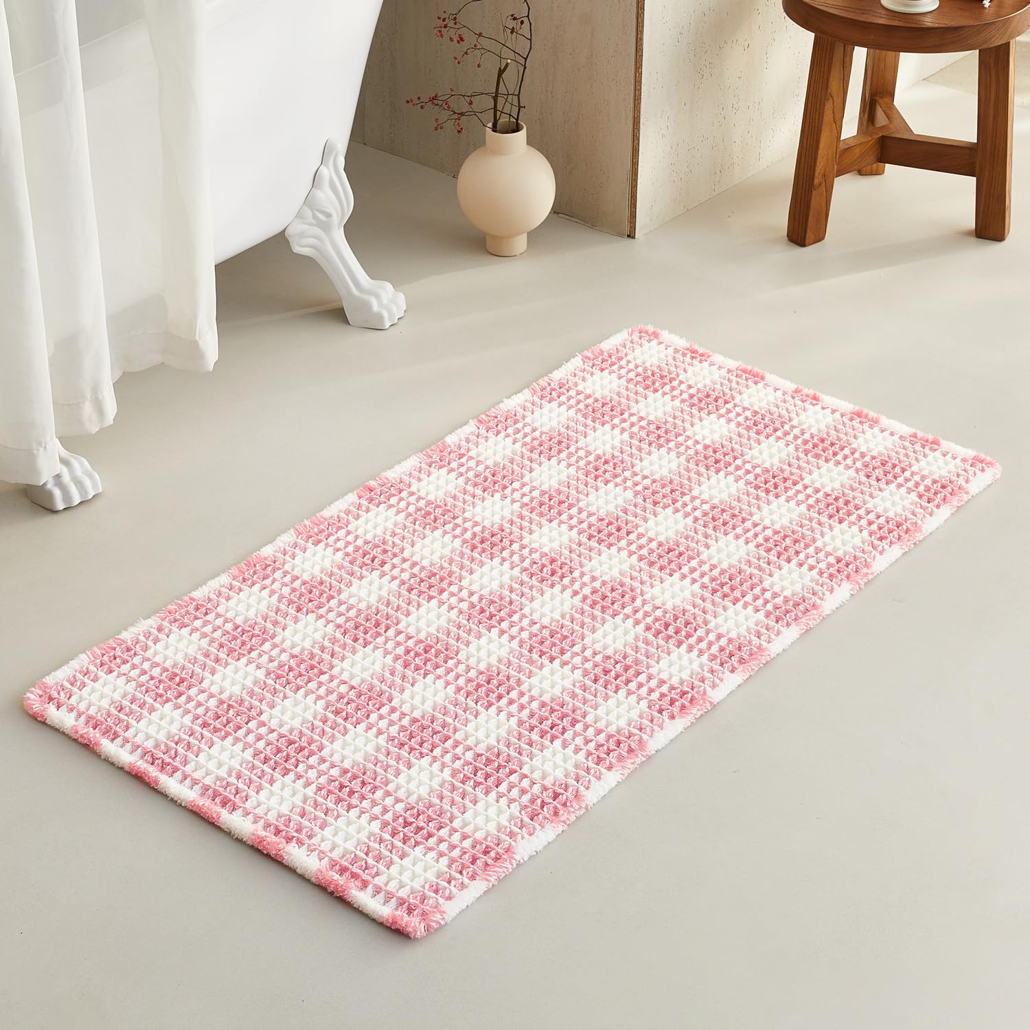 Waffle Bath Mat Non Slip Washable Quick Dry Cute Bath Mat
