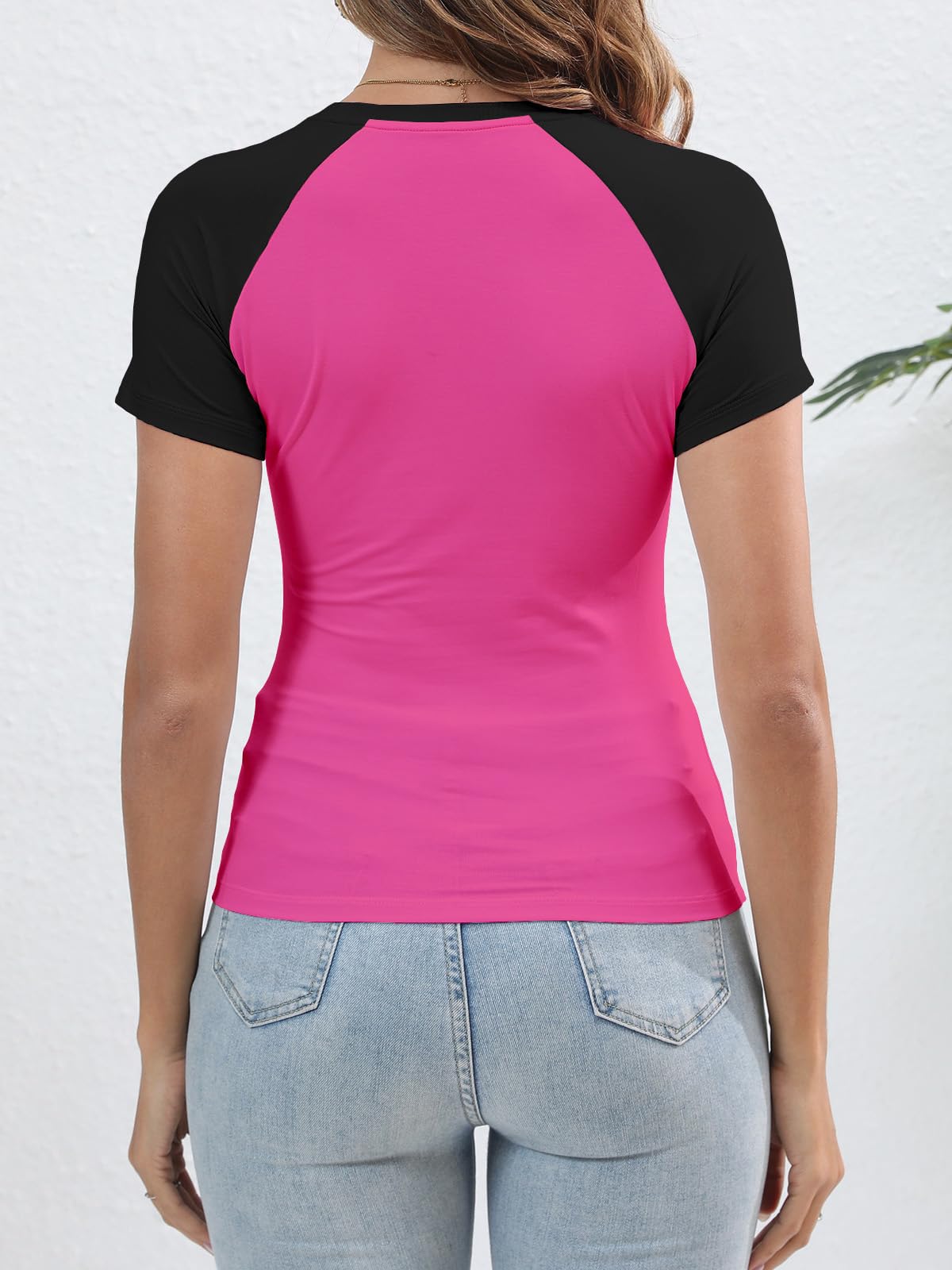 Women's Y2K Basic Shirts Short Sleeve Crewneck Slim Fit Stretchy Slightly Crop Top