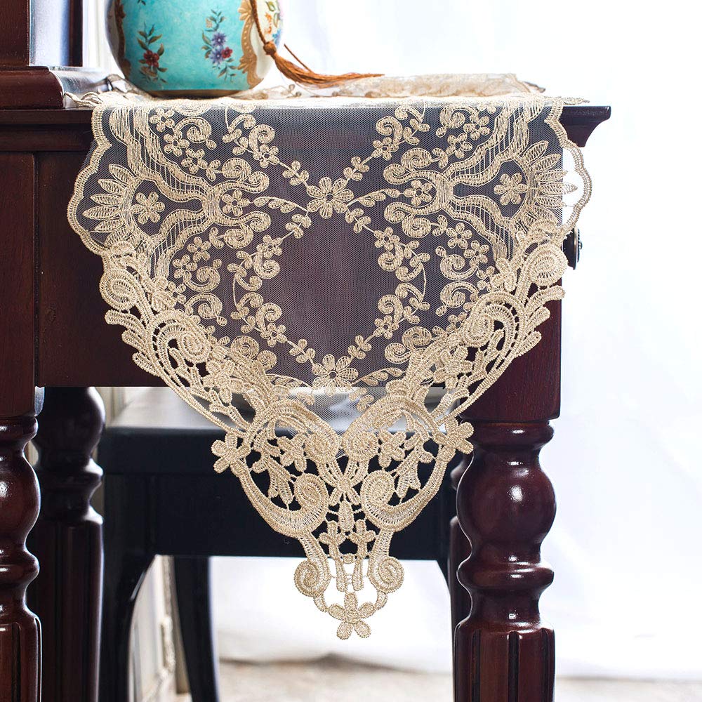 Rectangle Table Runner Lace Macrame Embroidered Table Runners with Exquisite Vintage Shabby Chic