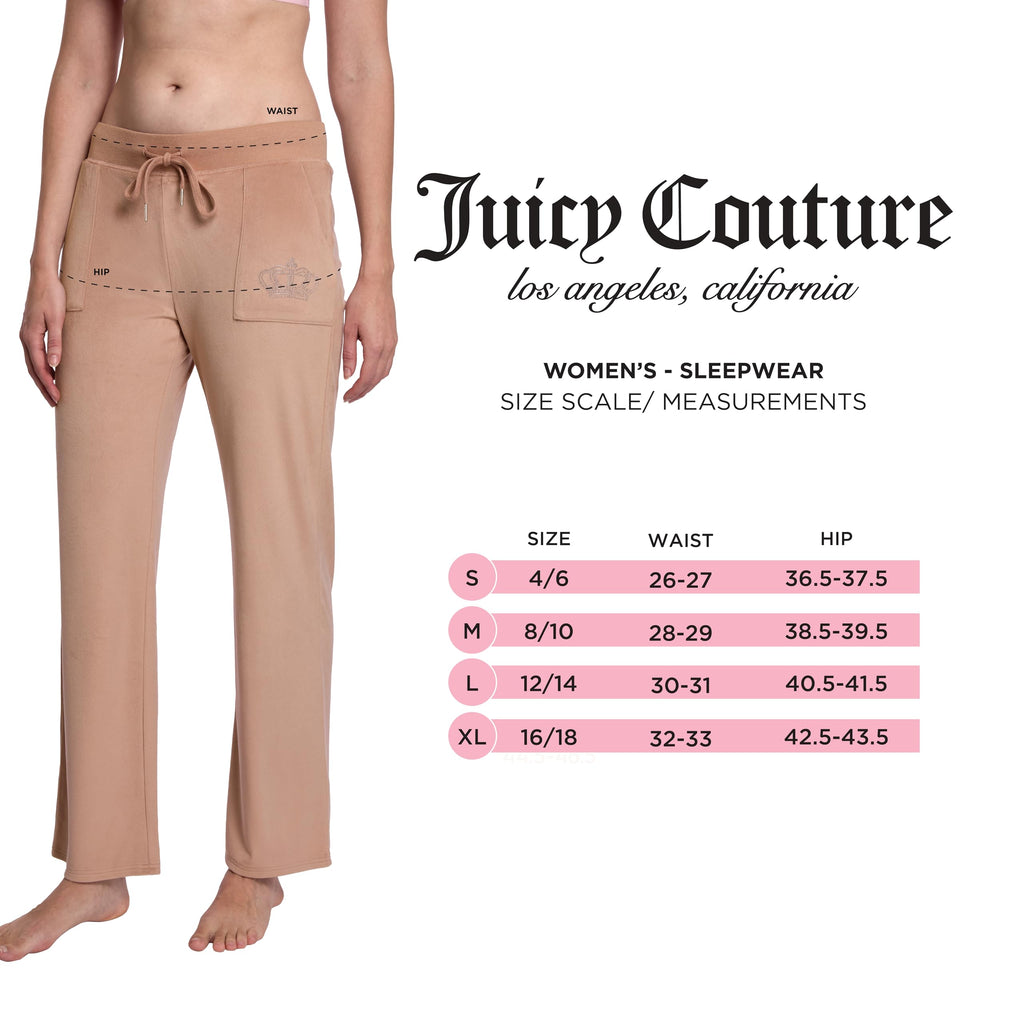 Juicy Couture Women's Velvet Fleece Lounge Pajama Pants with Rhinestone Accents