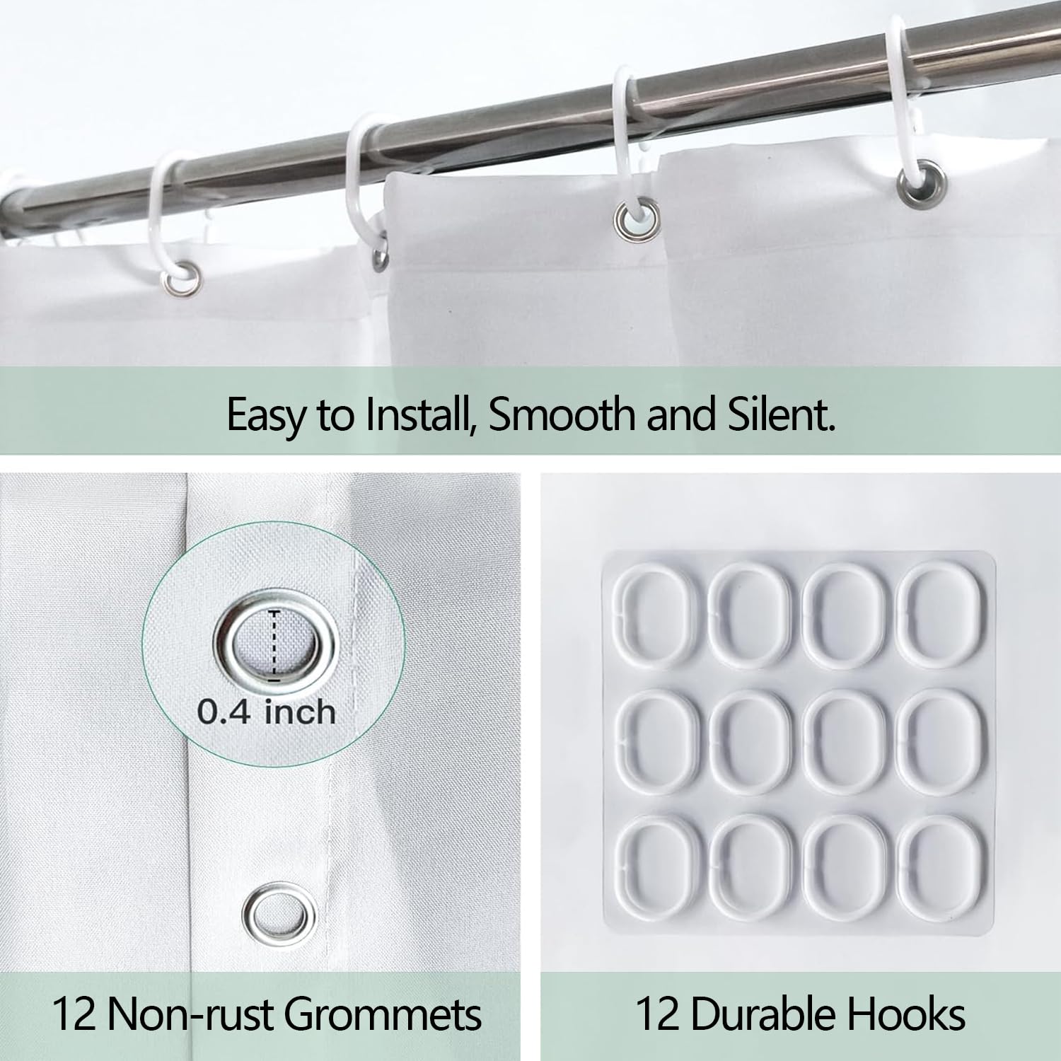 Cute Shower Curtain for Bathroom Modern Aesthetic Funky Decorative, Pretty Chic Cloth Set with Hooks, 72x72 Inch