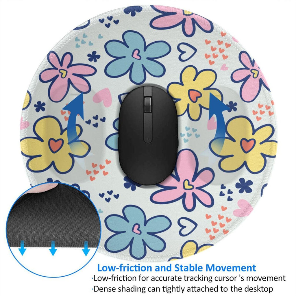 Round Mouse Pad Desk Top - Stitched Edges 8 X 8 Inch