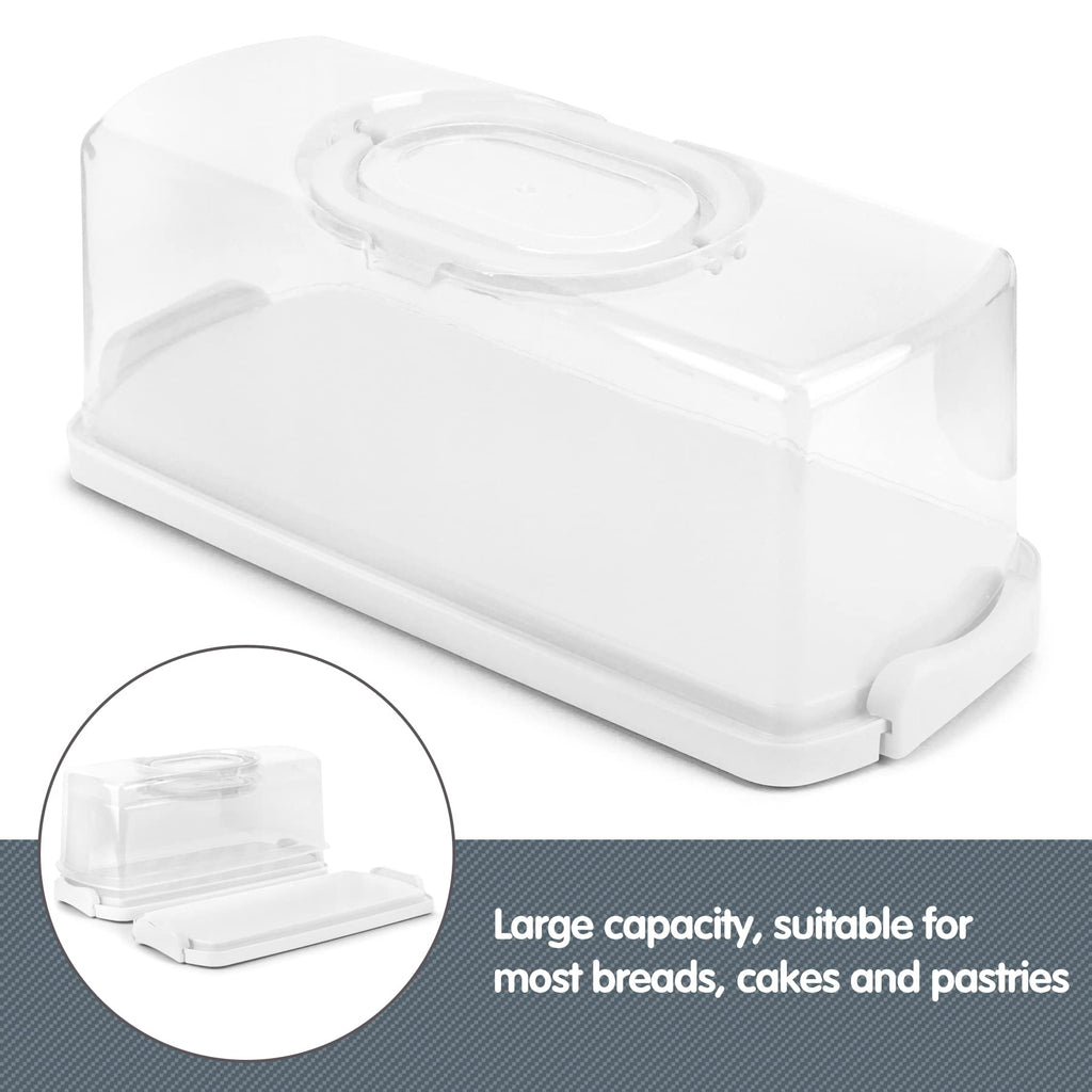 Plastic Rectangular Bread Box with Clear Lid, Loaf Cake Keeper, Portable Bread Keeper Storage Container with Handle