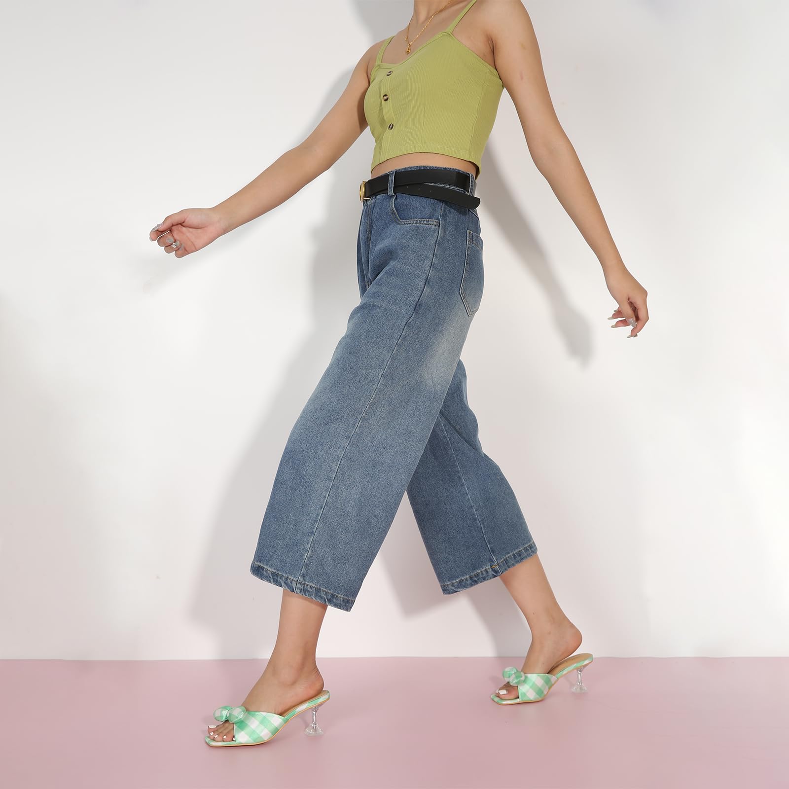 Ladies Bow Tie Kitten Heel Sandals For Women Mule Sandals Slingback Square Open Toe Low Wedding Heels Backless Slip On Slide Summer Cute Wedding Bridal Sandals Shoes