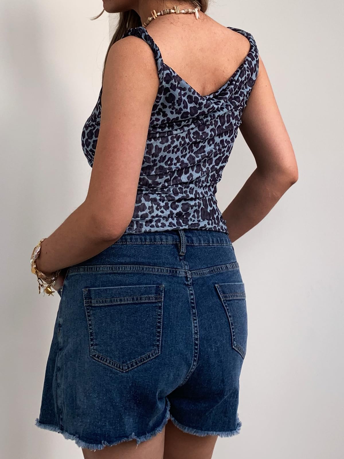 Women's Off The Shoulder Top Sleeveless Twist Strap Slim Fit Tie-Dyed Stretchy Tank Top Y2K Casual T Shirts