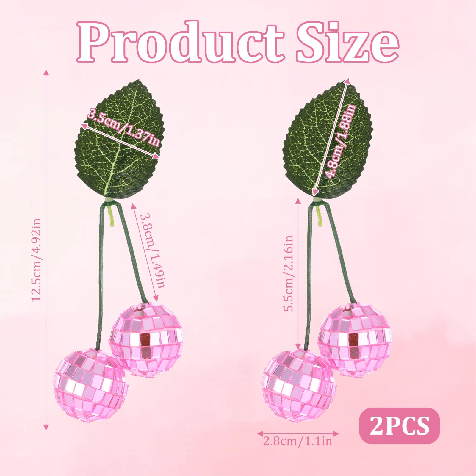 Small Cherry Hanging Disco Ball Decor, 1.2 Inch Double Mirror Disco Reflective Balls