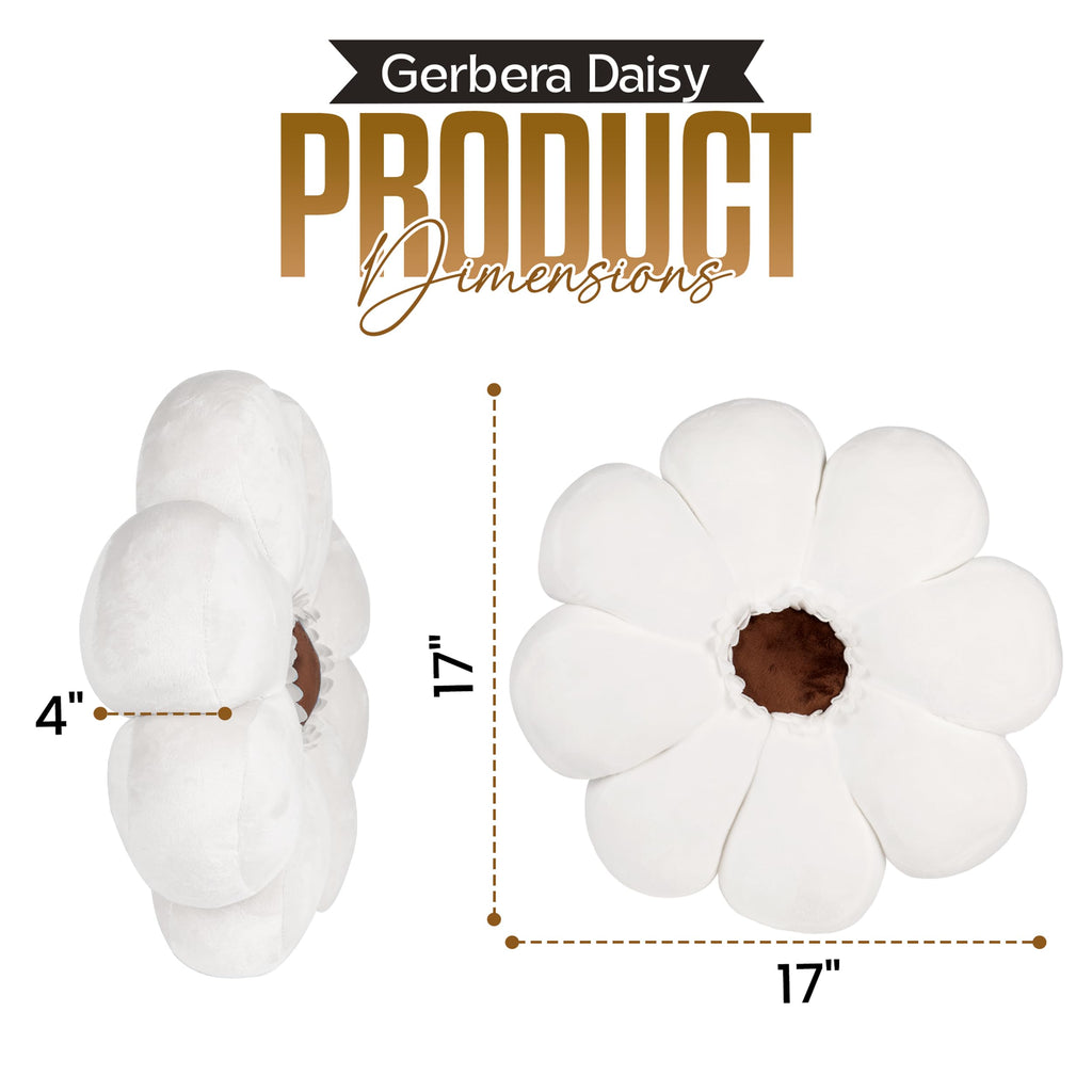 Gerbera Daisy Cute Preppy Flower 17-inch Pillow, Ultra Soft Hand-Stitched Premium Plush Fabric, Decorative Accent Throw Pillow, (Sunset Pink)