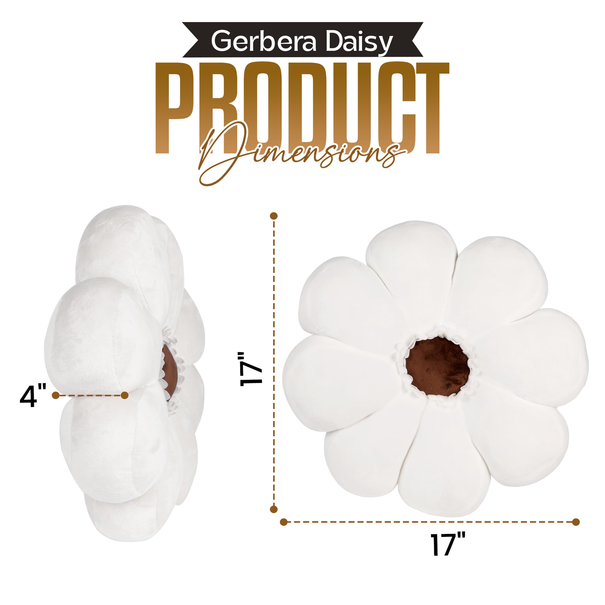 Gerbera Daisy Cute Preppy Flower 17-inch Pillow, Ultra Soft Hand-Stitched Premium Plush Fabric, Decorative Accent Throw Pillow, (Sunset Pink)