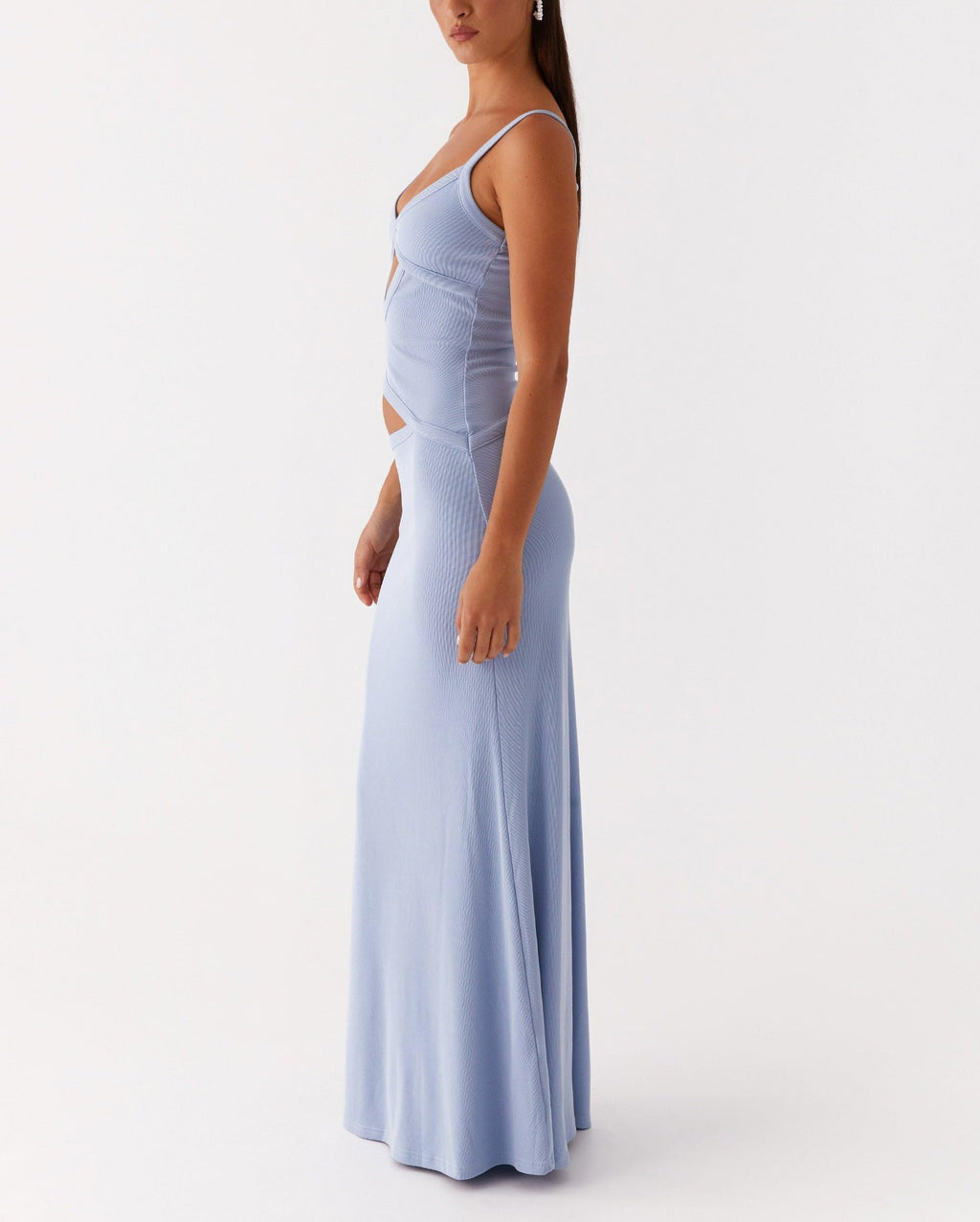 Sexy Cut Out Maxi Dress for Women Spaghetti Strap Backless Bodycon Dress Y2k Hollow Sleeveless Long Dress