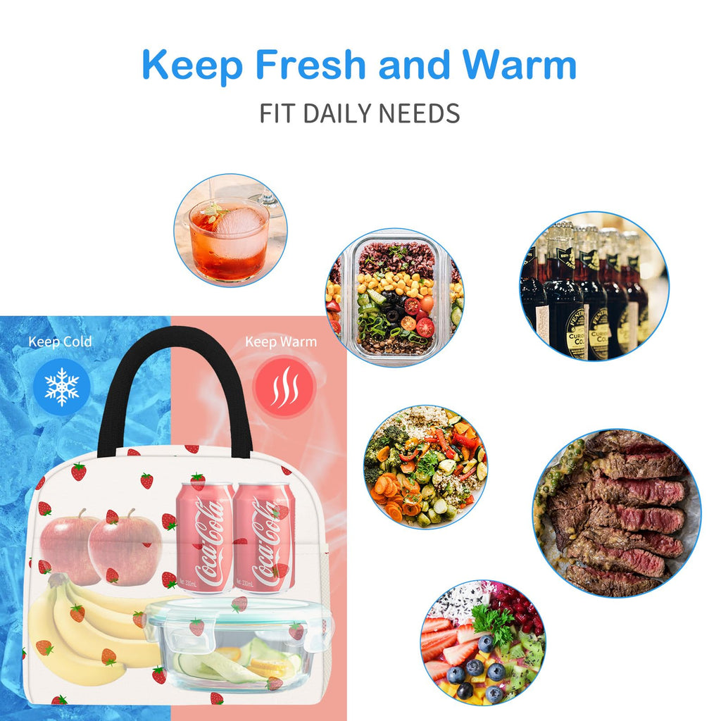 Reusable Insulated Lunch Tote Bag,Leakproof Food Handbags Case High Capacity