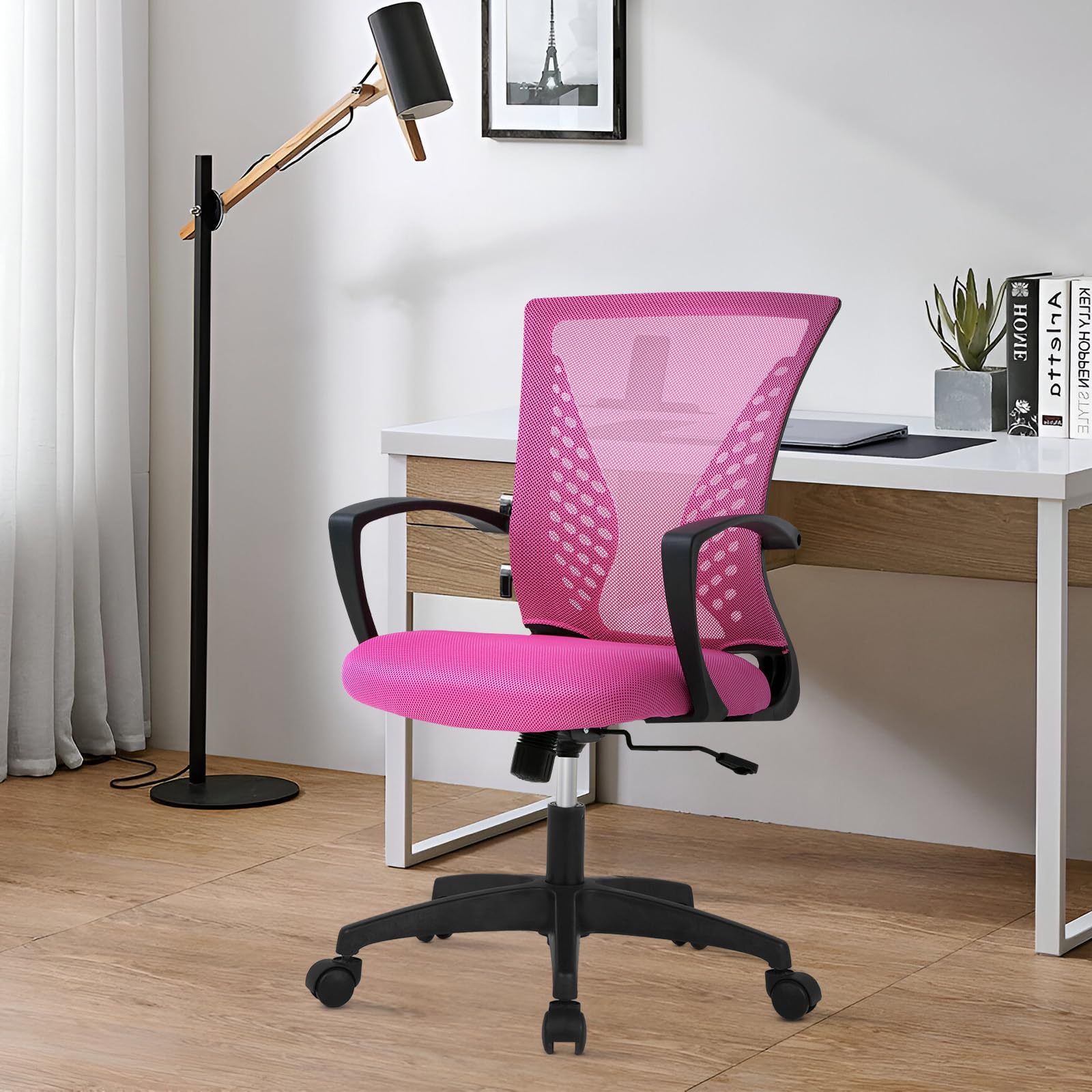 Mesh Desk Chair Ergonomic Computer Chair with Lumbar Support Armrest Mid Back 360 Degree Rolling Swivel Adjustable Height