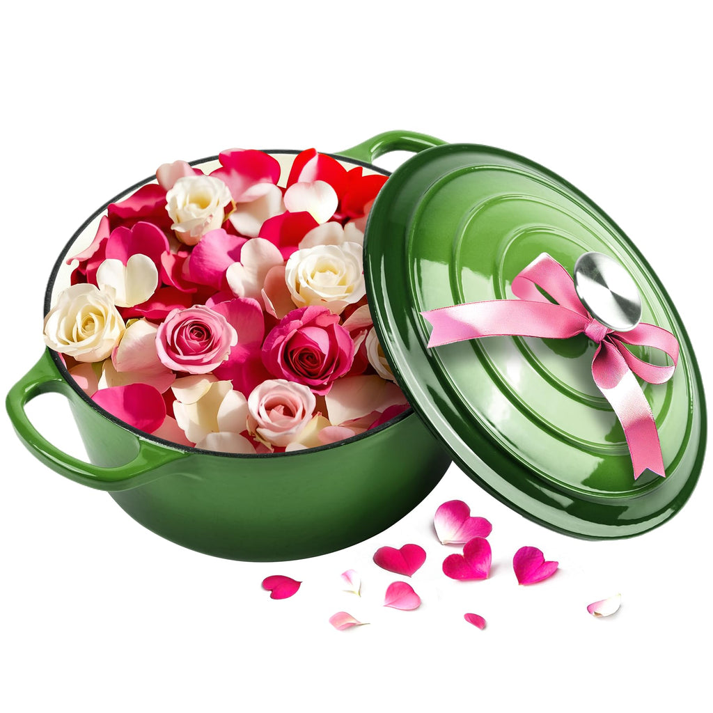 Enameled Cast Iron Dutch Oven with Lid - Big Dual Handles - Round Pot for Versatile Cooking 6 Quart