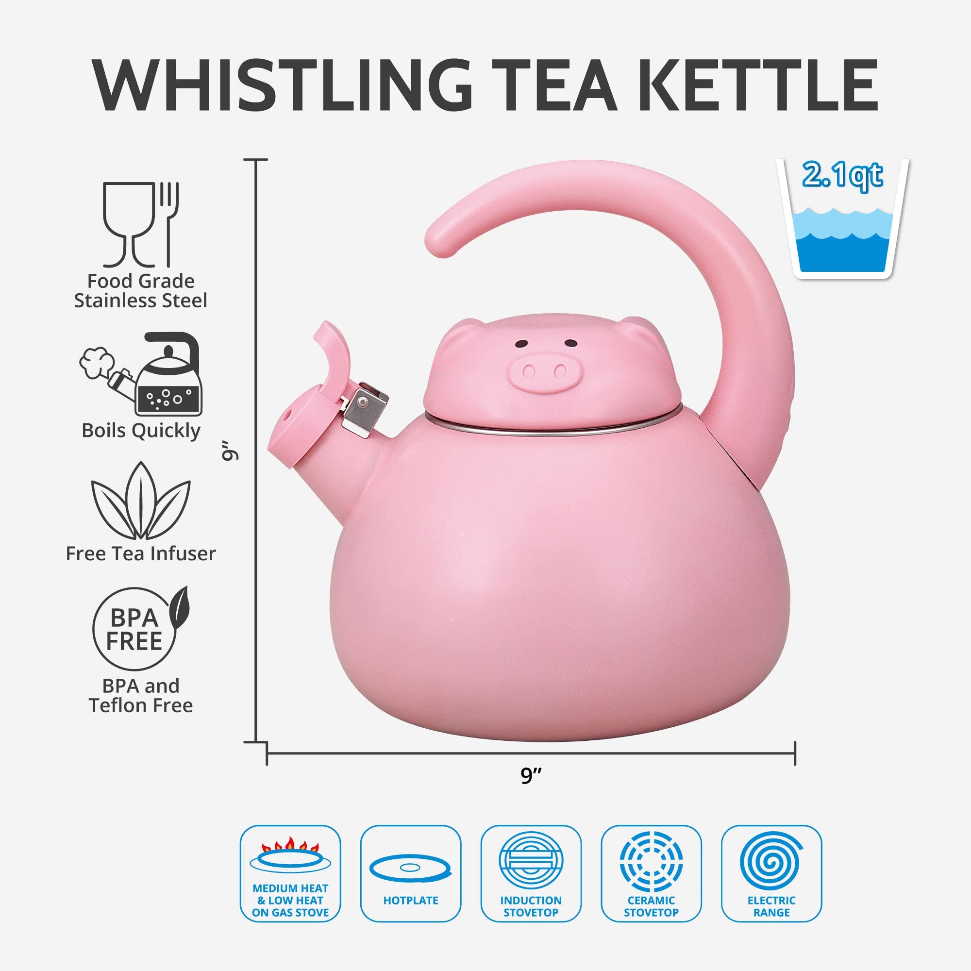 Whistling Tea Kettle for Stove Top Enamel on Steel
